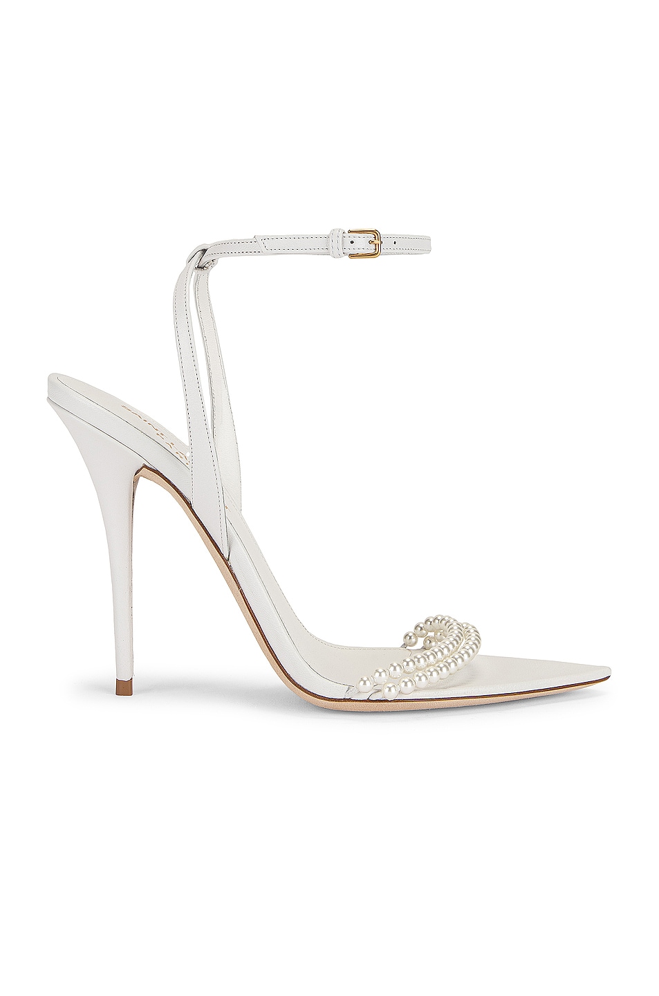 Saint Laurent Luna Pearl Sandals in Blanc Optique | FWRD