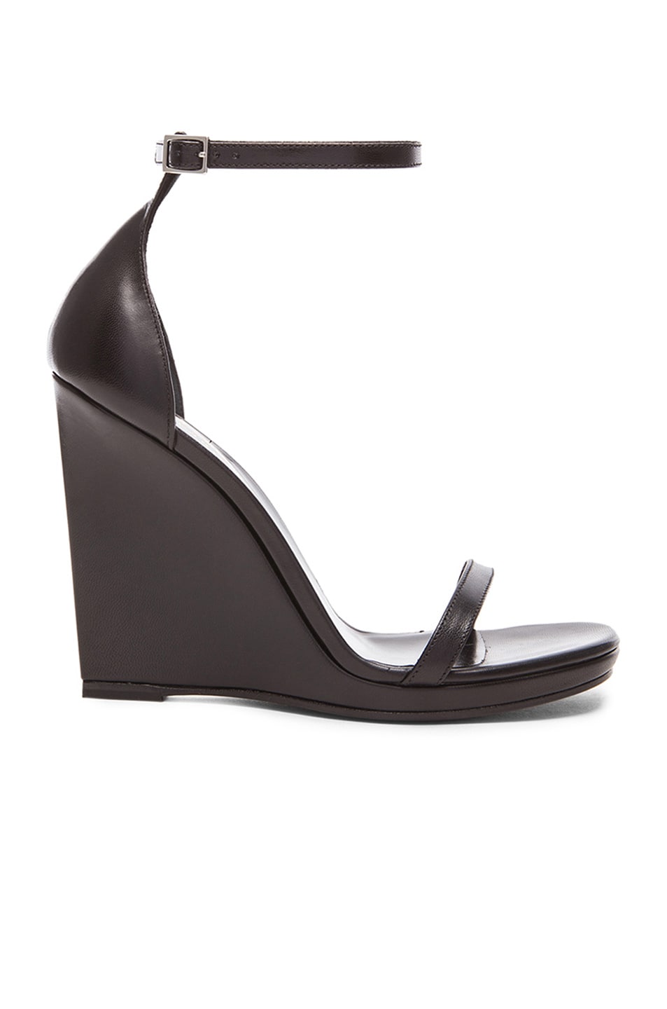 Image 1 of Saint Laurent Jane Leather Wedge Sandals in Black