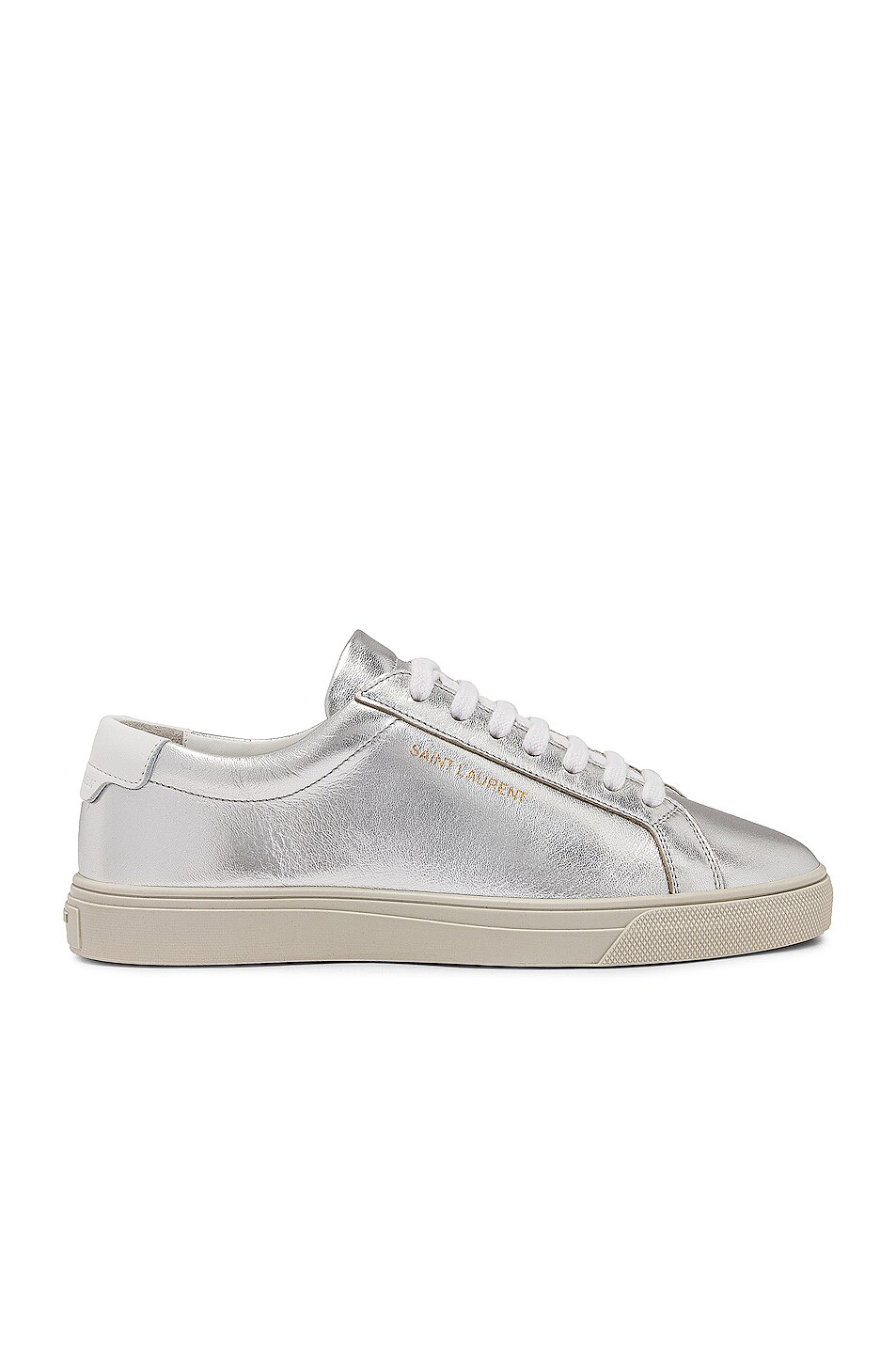 Image 1 of Saint Laurent Andy Low Top Sneakers in Argento & Blanc Optique