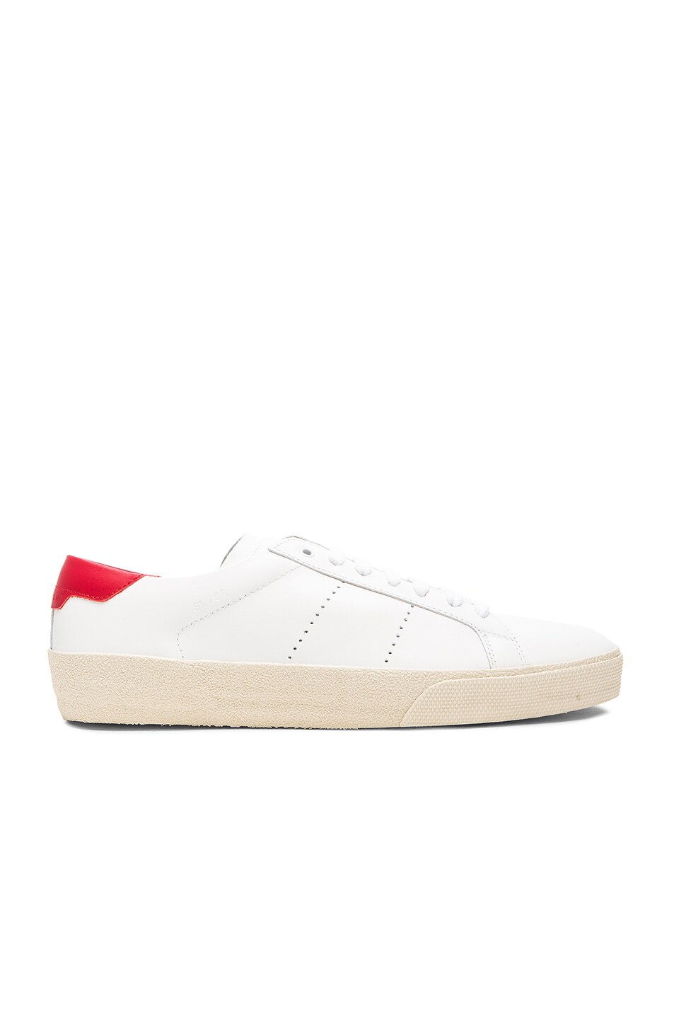 Image 1 of Saint Laurent Court Classic Leather Sneakers in Rouge & White