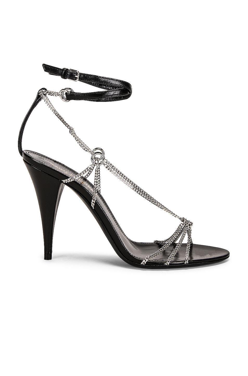 Image 1 of Saint Laurent Cristal Chain Sandals in Nero