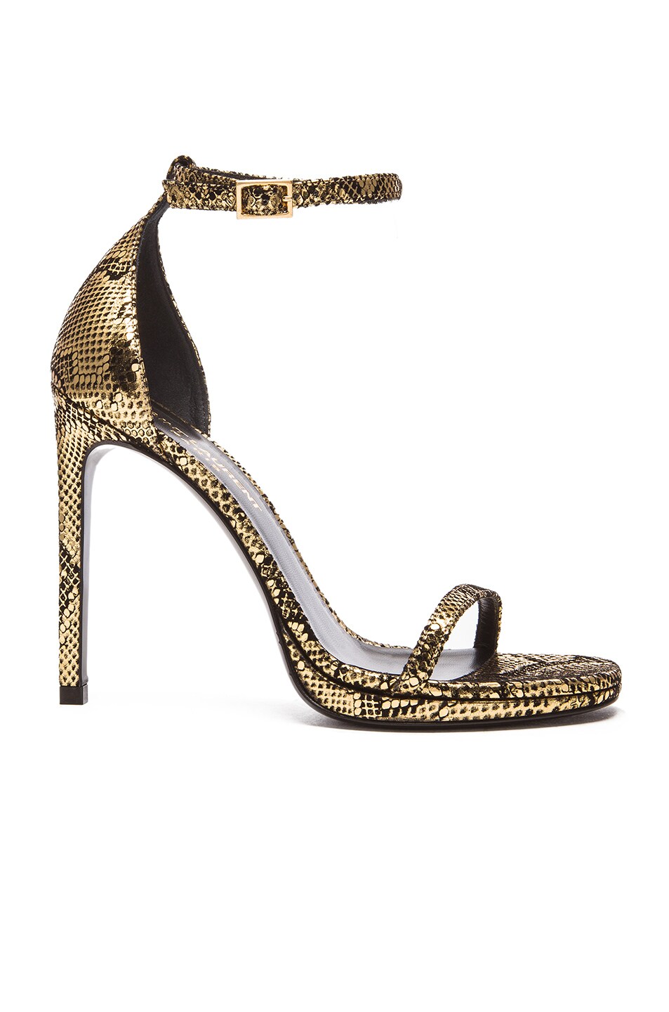 Image 1 of Saint Laurent Jane Embossed Leather Sandals in Gold Python