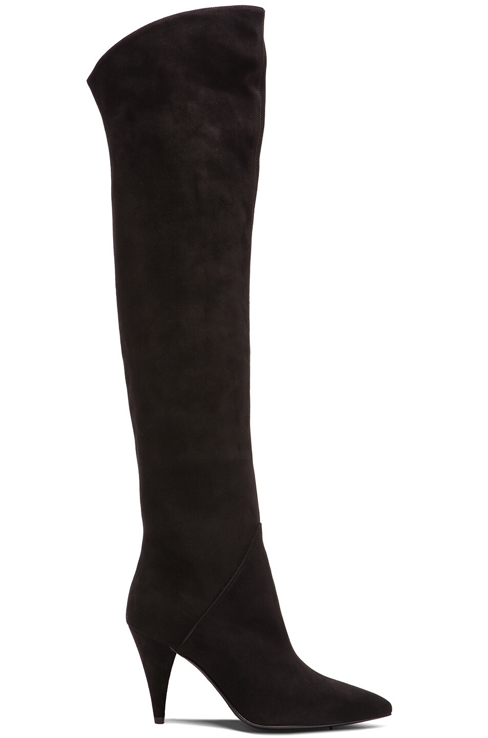 Image 1 of Saint Laurent Thigh High Cat Suede Boots in Black