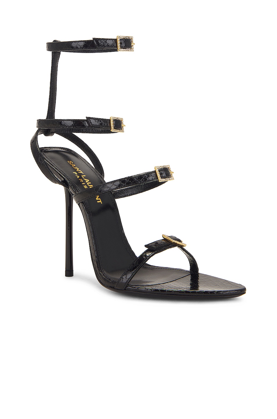 Saint Laurent Nuit Sandals in Nero | FWRD