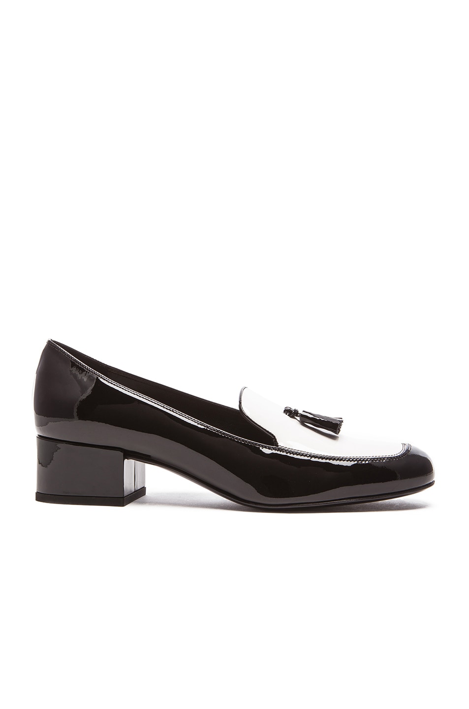 Image 1 of Saint Laurent Babies Patent Leather Loafers in Black & White