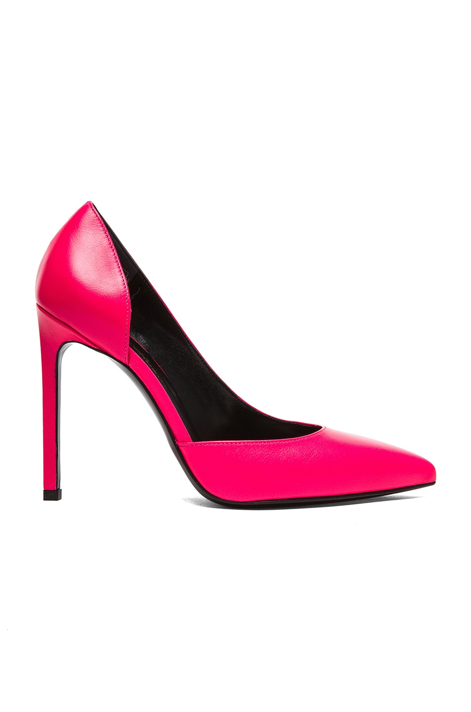 Image 1 of Saint Laurent Paris D'Orsay Calfskin Leather Heels in Neon Pink