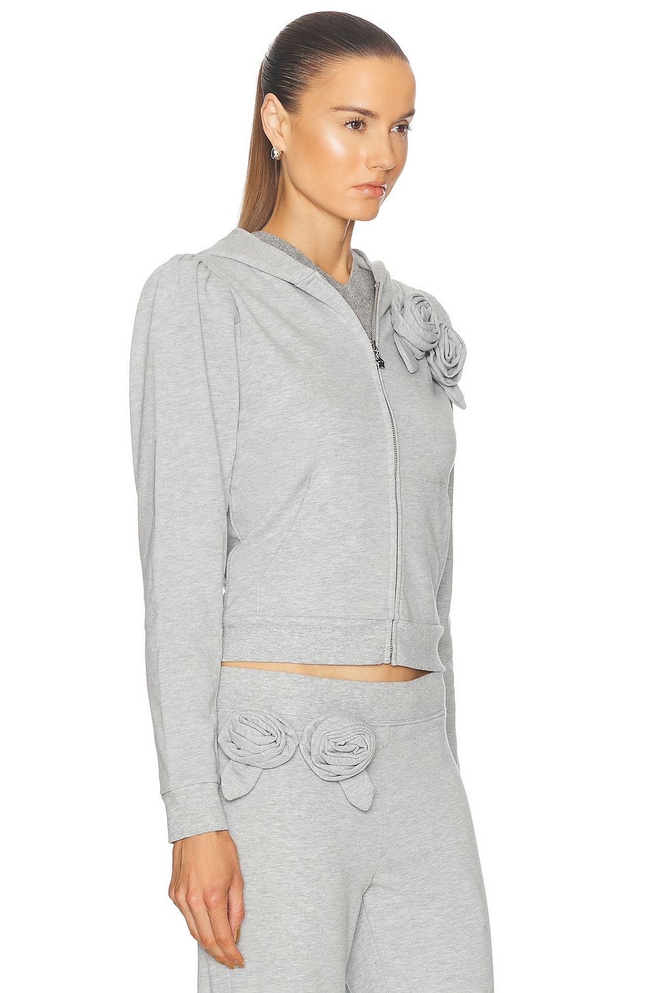 Shop Sandy Liang Sookie Hoodie In Heather Grey