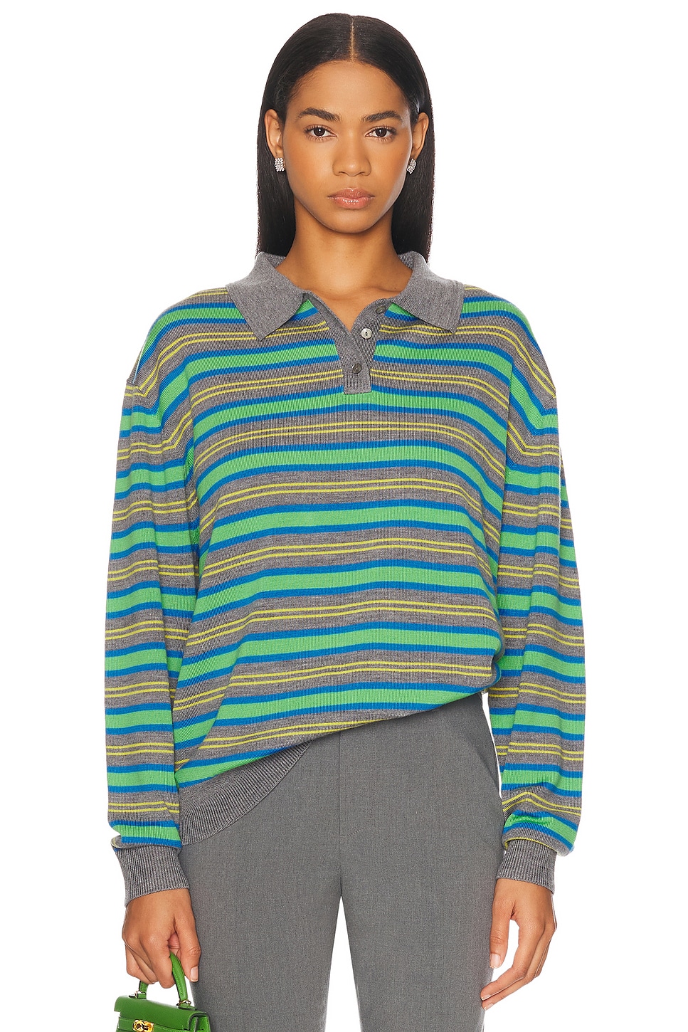 Woods Sweater in Green,Grey