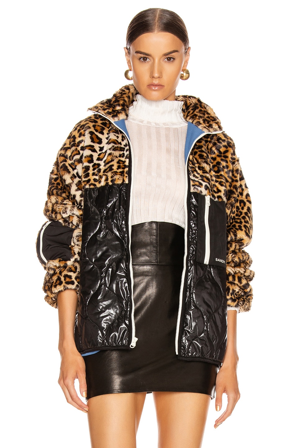 Image 1 of Sandy Liang Dean Faux Fur Fleece in Leopard
