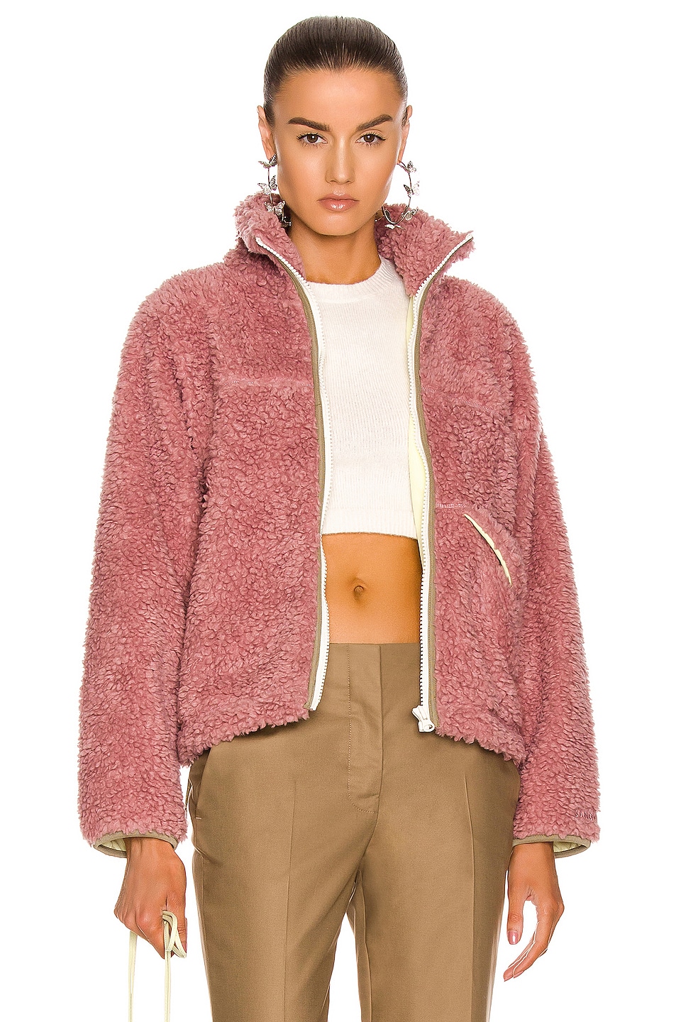 Image 1 of Sandy Liang Cashi Fleece Jacket in Dusty Pink