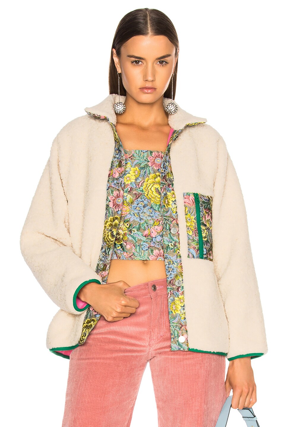 Image 1 of Sandy Liang Bayside Faux Sherpa Jacket in Creamy