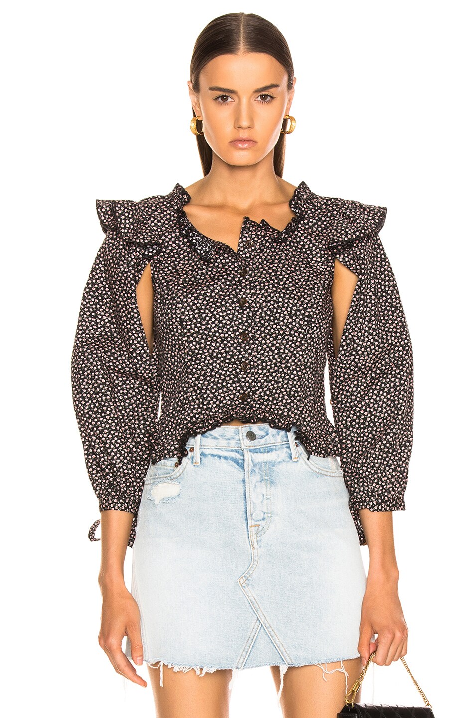 Image 1 of Sandy Liang Allie Top in Lil Floral Black