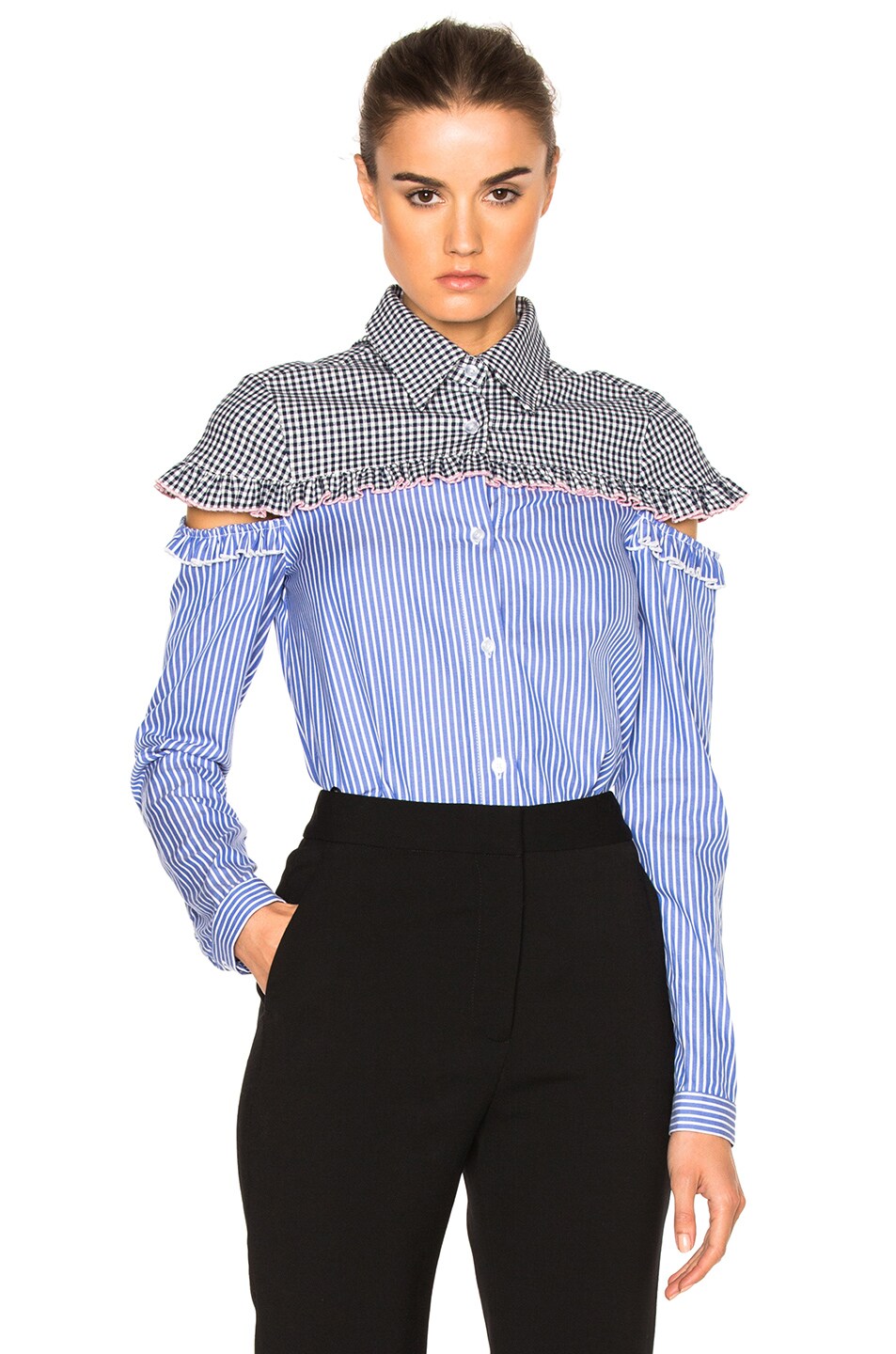 Image 1 of Sandy Liang Mercury Top in Office Stripes & Gingham