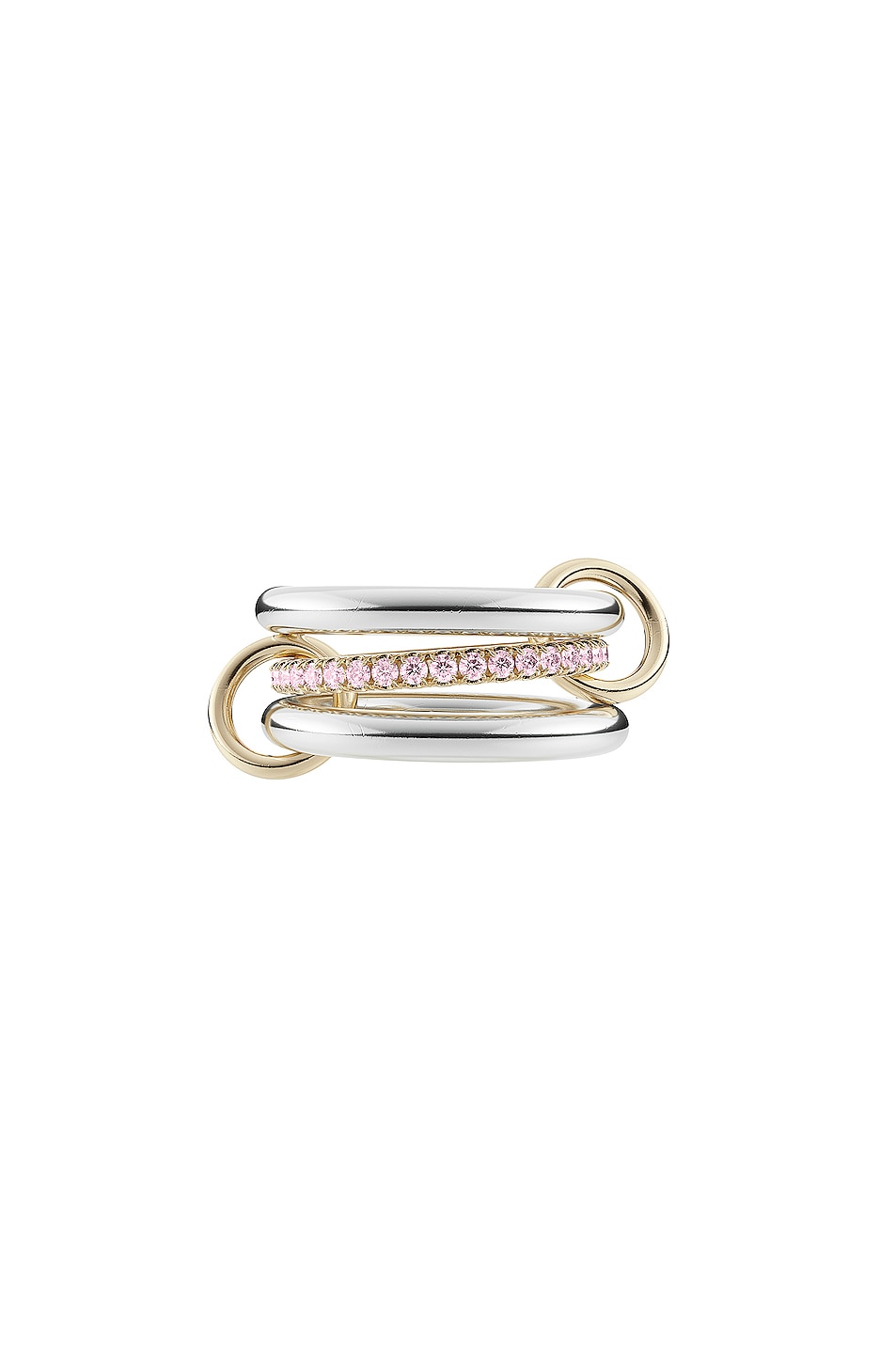 Image 1 of Spinelli Kilcollin Libra Pastel Petite Ring in Sterling Silver, 18k Yellow Gold & Pink Sapphire