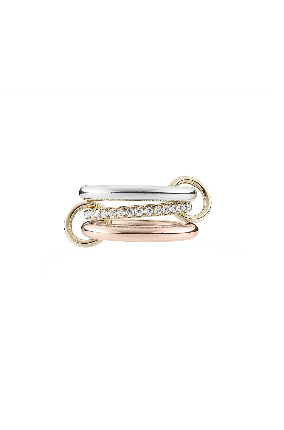 Image 1 of Spinelli Kilcollin Libra Petite Ring in 18K Rose Gold, Yellow Gold, Sterling Silver, & White Diamonds