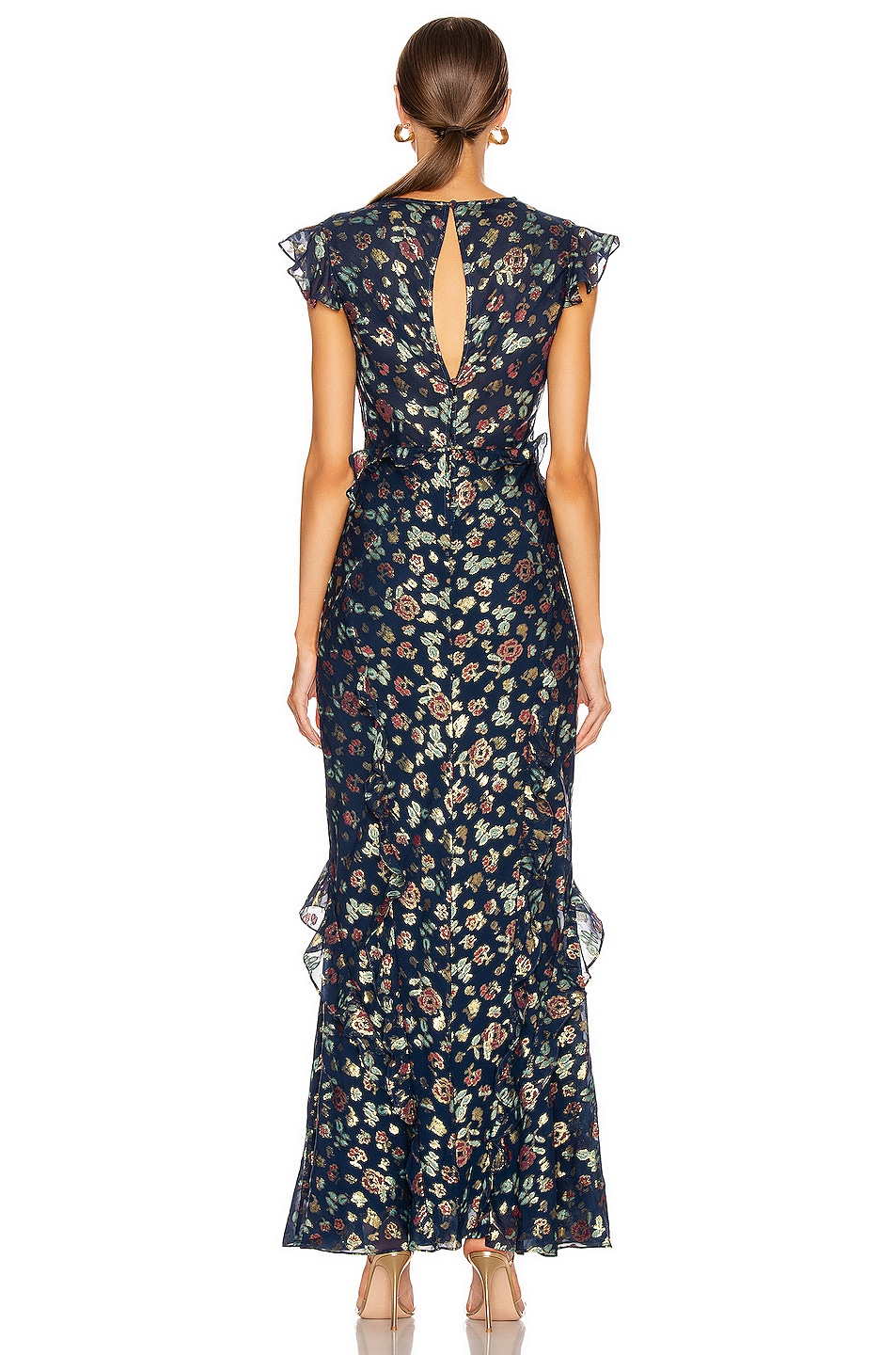 SALONI Tamara B Dress In Shimmer Navy | FWRD