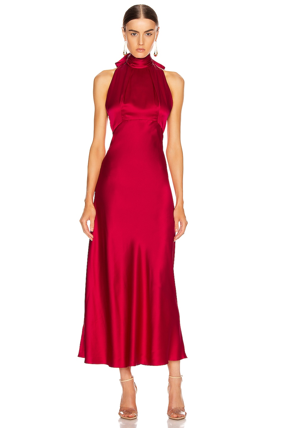 Image 1 of SALONI Michelle Midi B Dress in Cherry Red