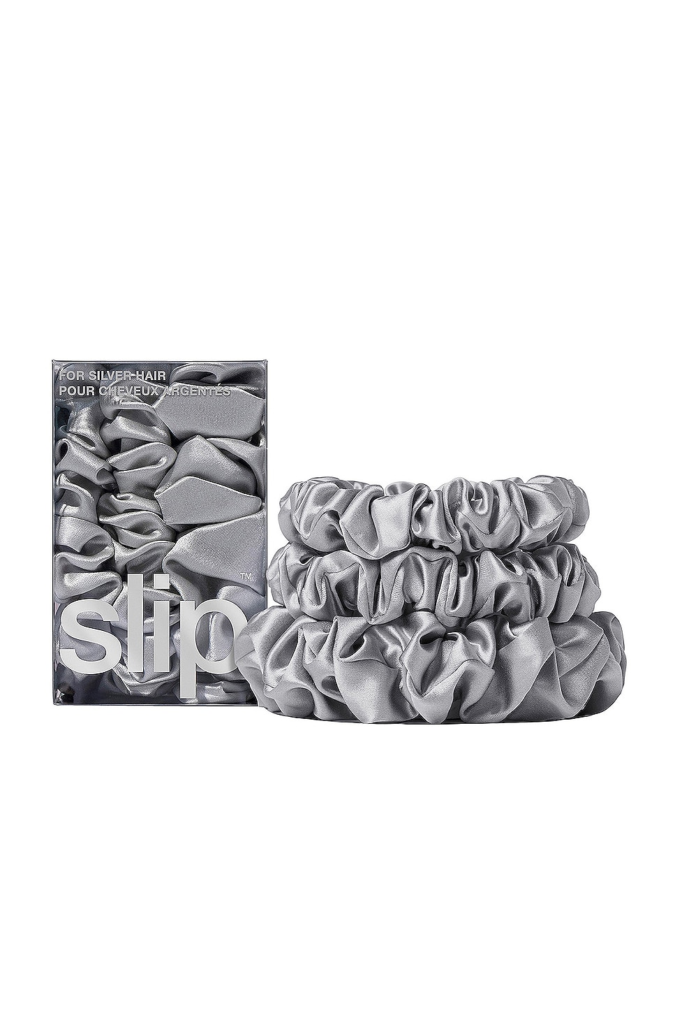 Assorted Scrunchie Set Of 3 in Metallic Silver