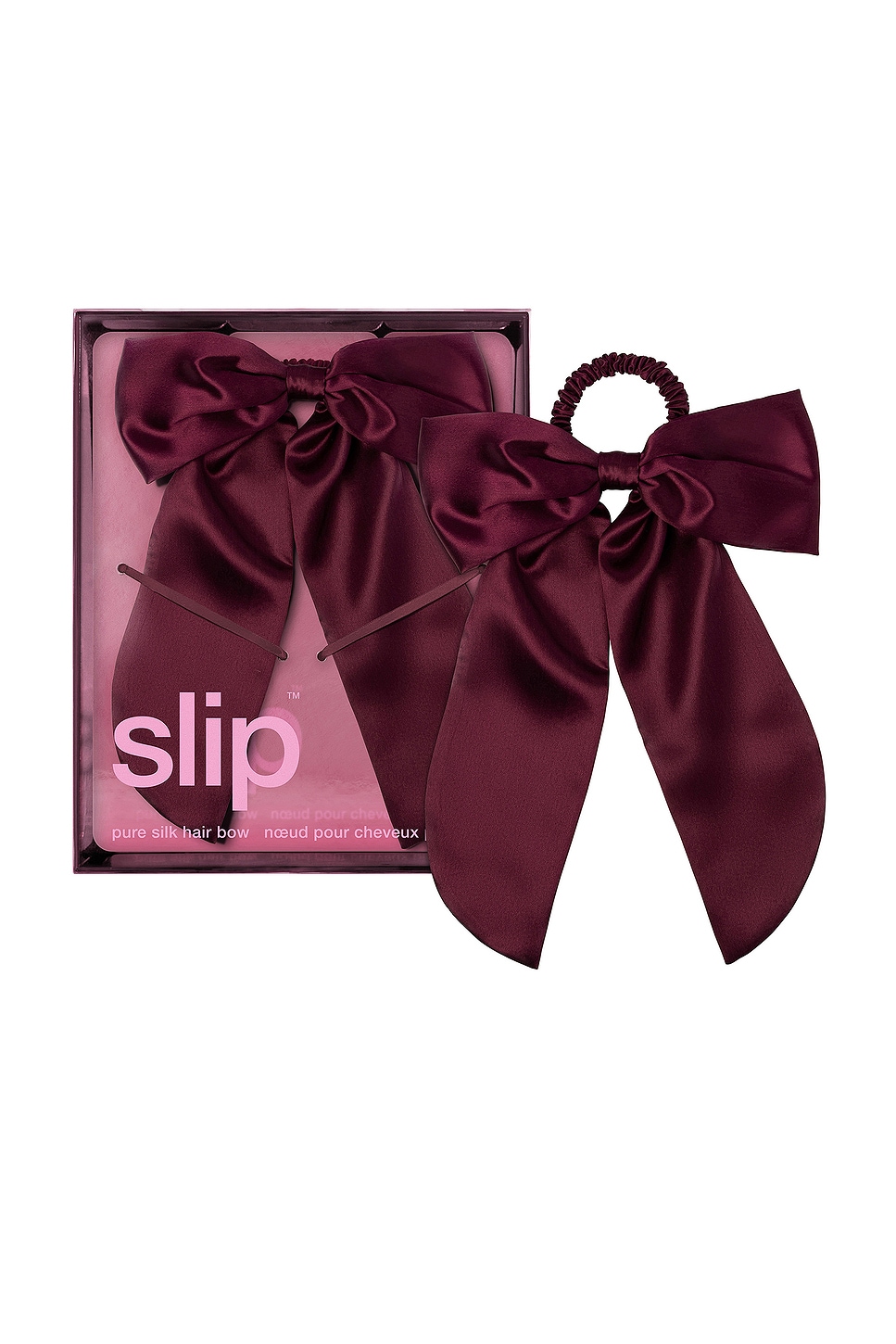 Slip Pure Silk Hair Bow In Red