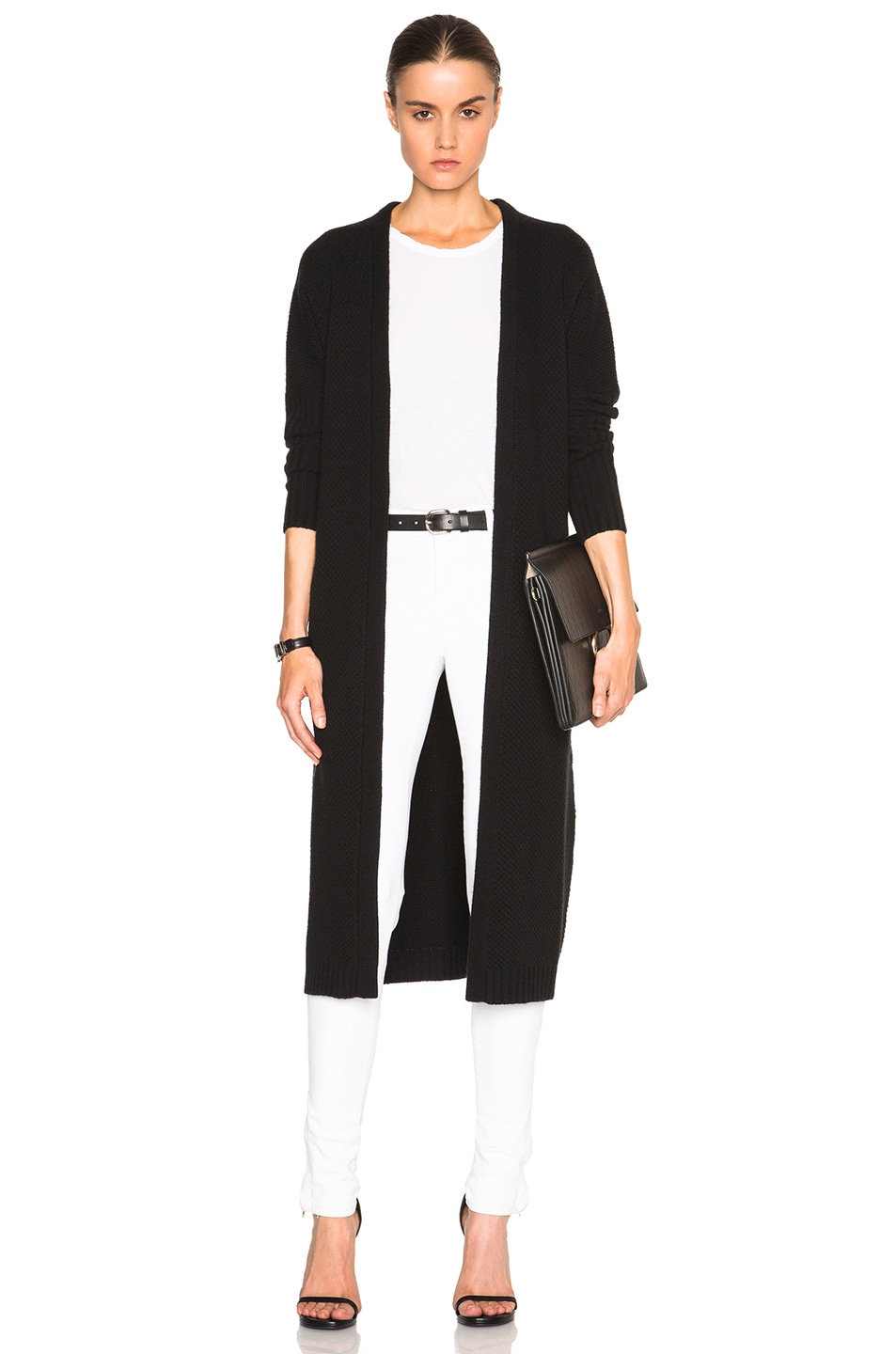 Image 1 of Sally Lapointe Merino Cashmere Duster Cardigan in Black