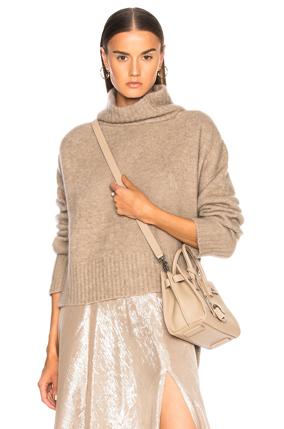 Image 1 of Sally Lapointe Cashmere Hi Lo Sweater in Taupe