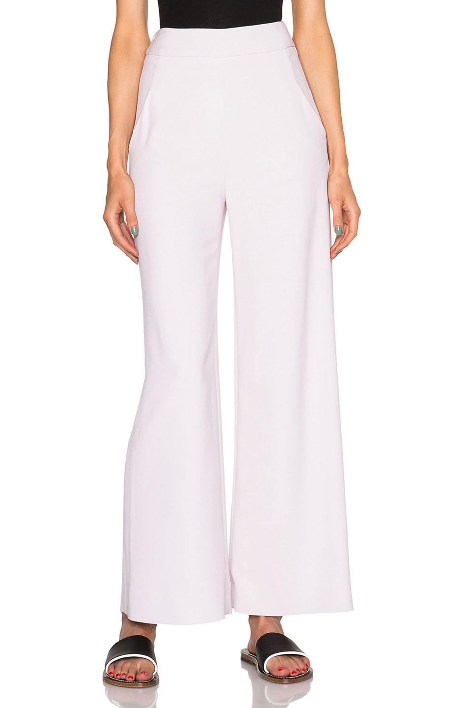 Image 1 of Sally Lapointe Viscose Stretch Wide Leg Trousers in Petal