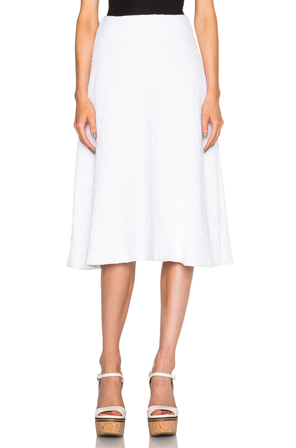 Image 1 of Sally Lapointe Stretch Boucle Flare Skirt in White