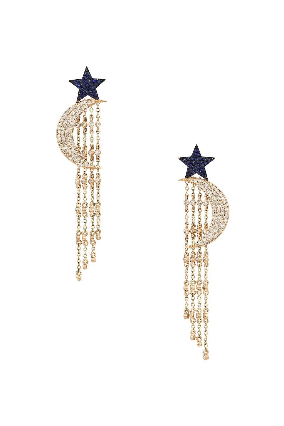 Image 1 of Siena Jewelry Star Moon Earring in 14k Yellow Gold, Diamond, & Sapphire