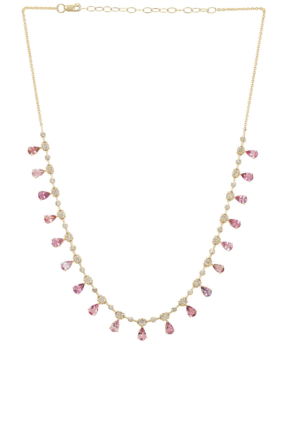 Image 1 of Siena Jewelry Drop Necklace in 14k Yellow Gold, Diamond, & Pink Sapphire