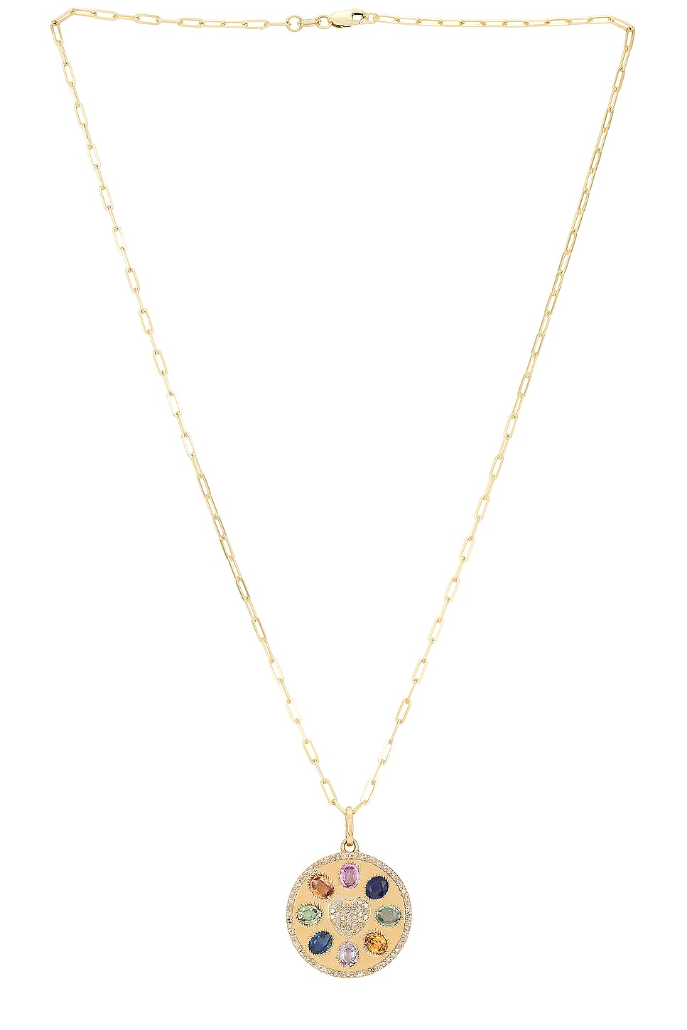 Round Charm Necklace in Metallic Gold