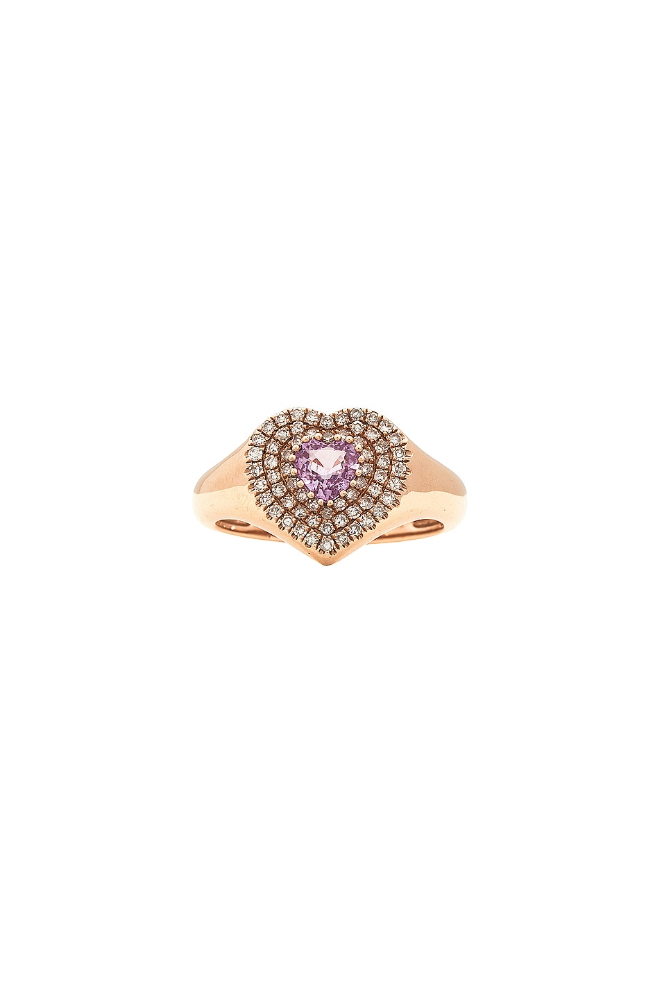 Image 1 of Siena Jewelry Heart Pinky Ring in 14k Yellow Gold, Diamond, & Pink Sapphire