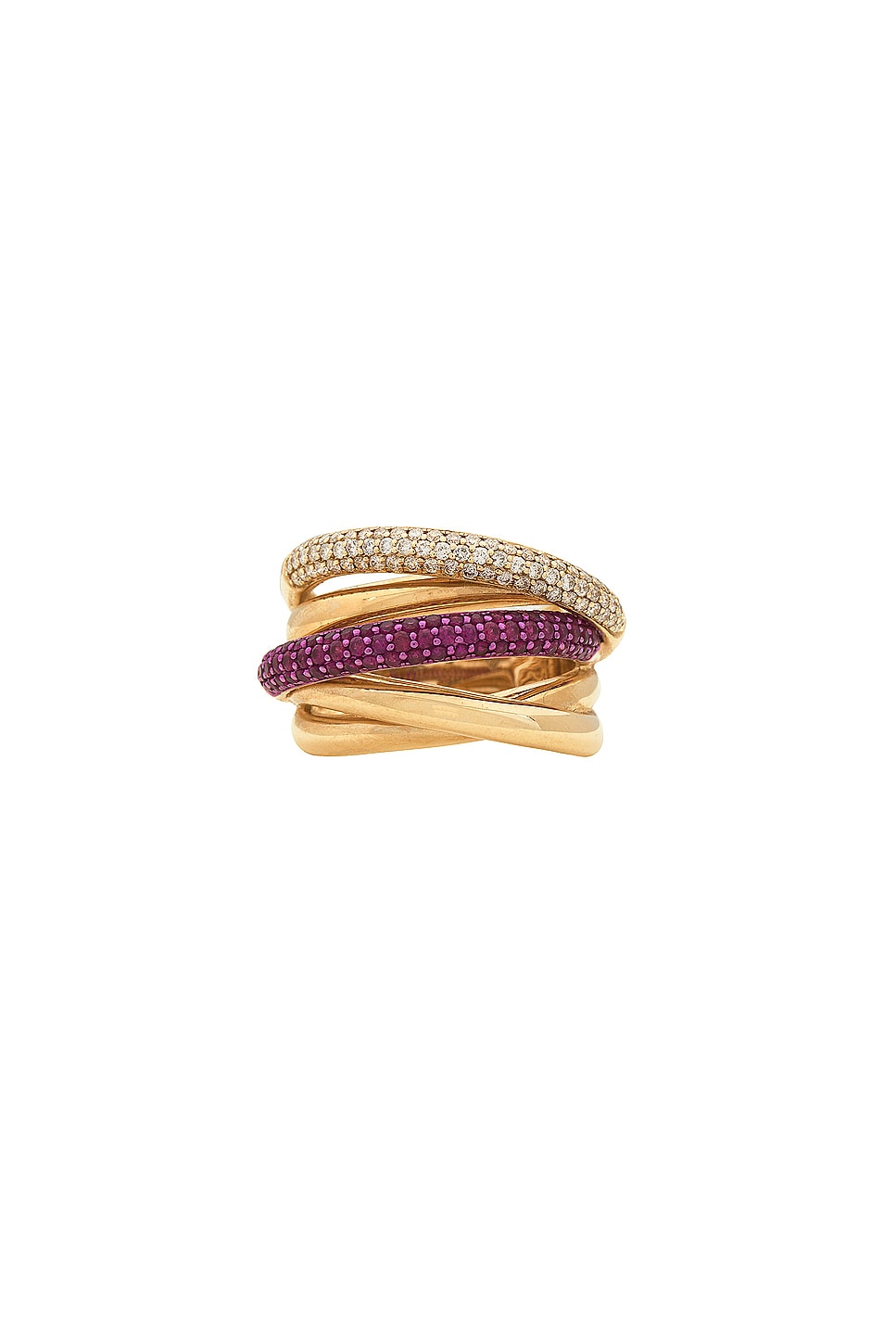 Image 1 of Siena Jewelry Crisscross Ring in 14k Yellow Gold & Ruby