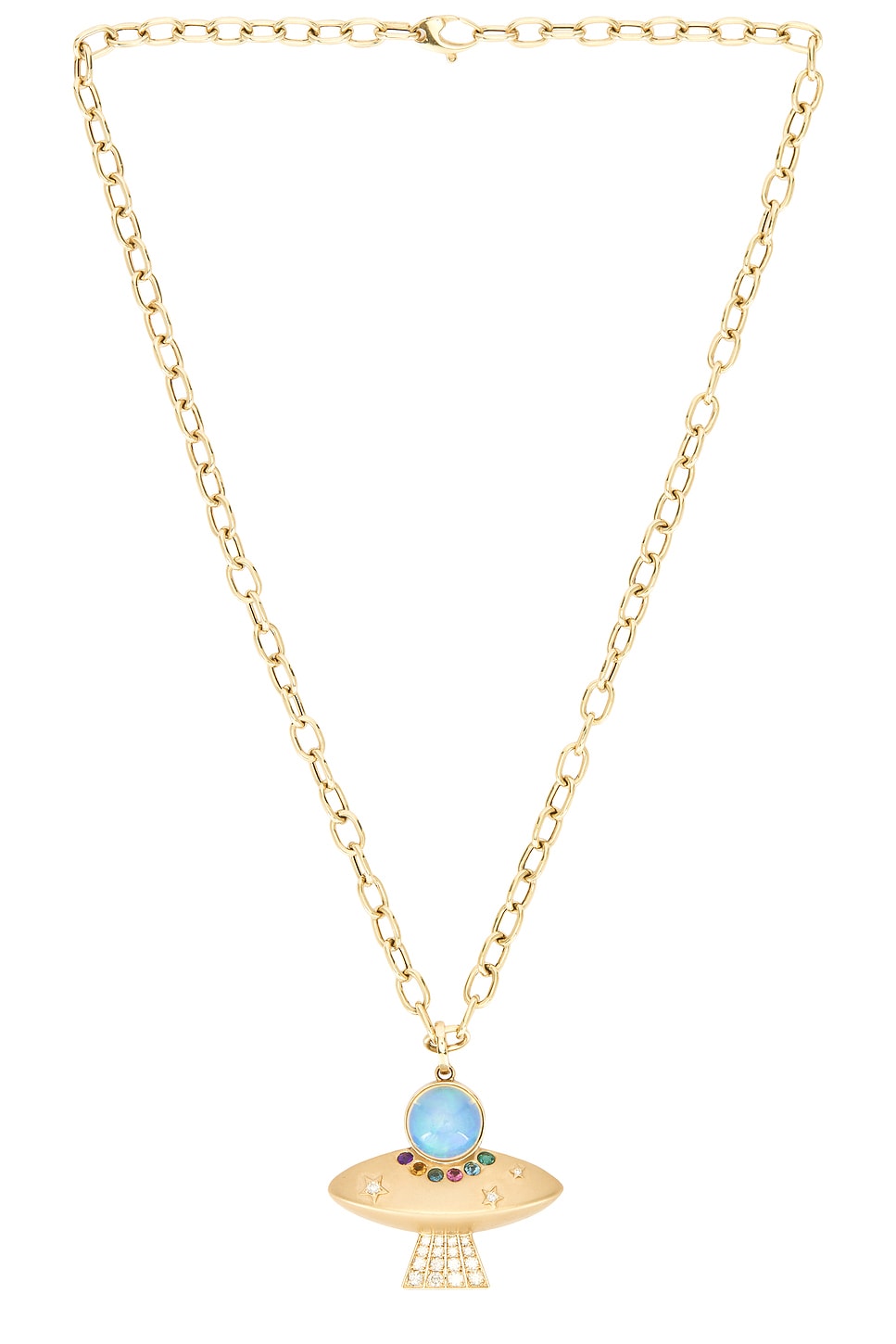 UFO Charm Chain Necklace in Blue