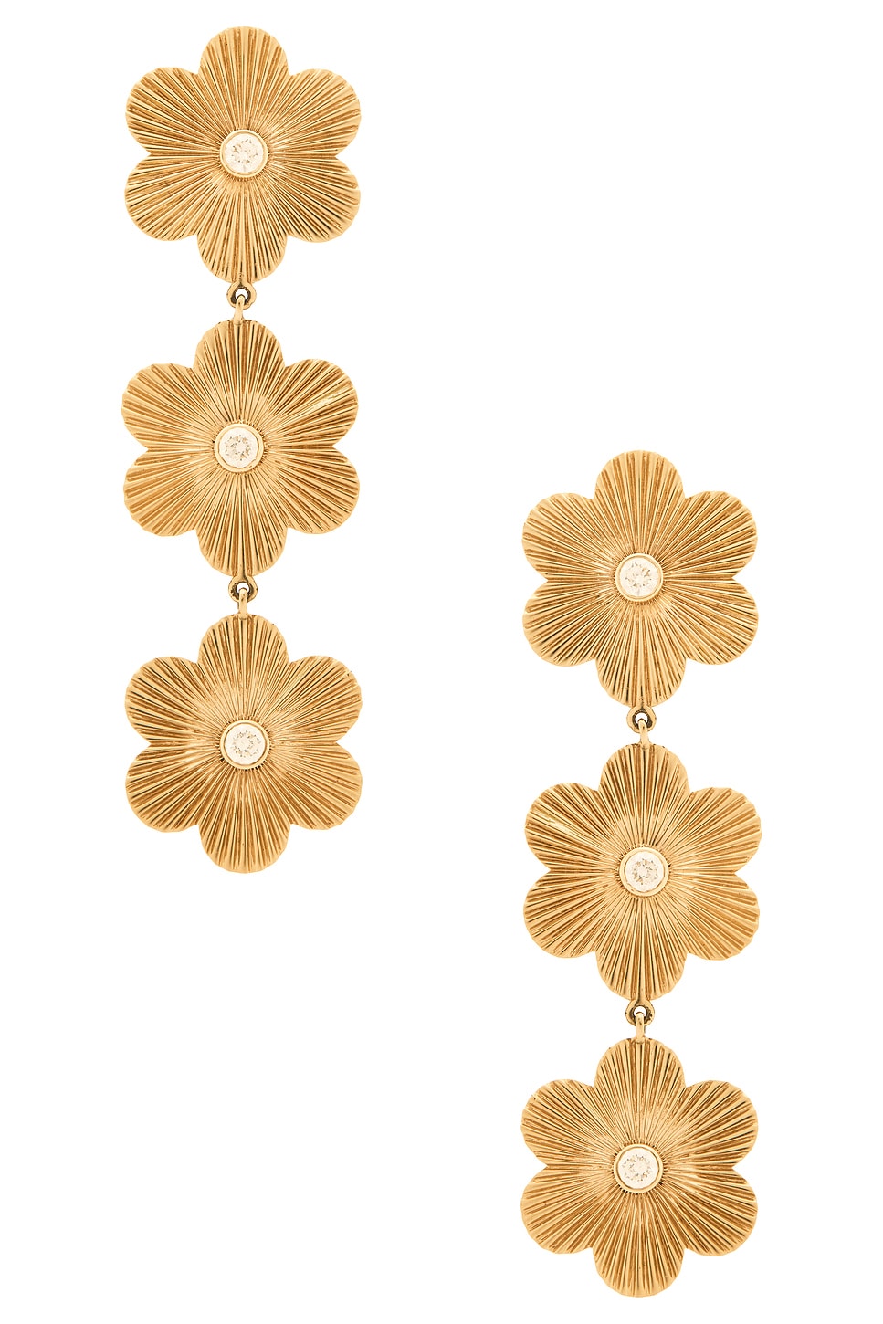 Flower Drop Earrings in Metallic Gold