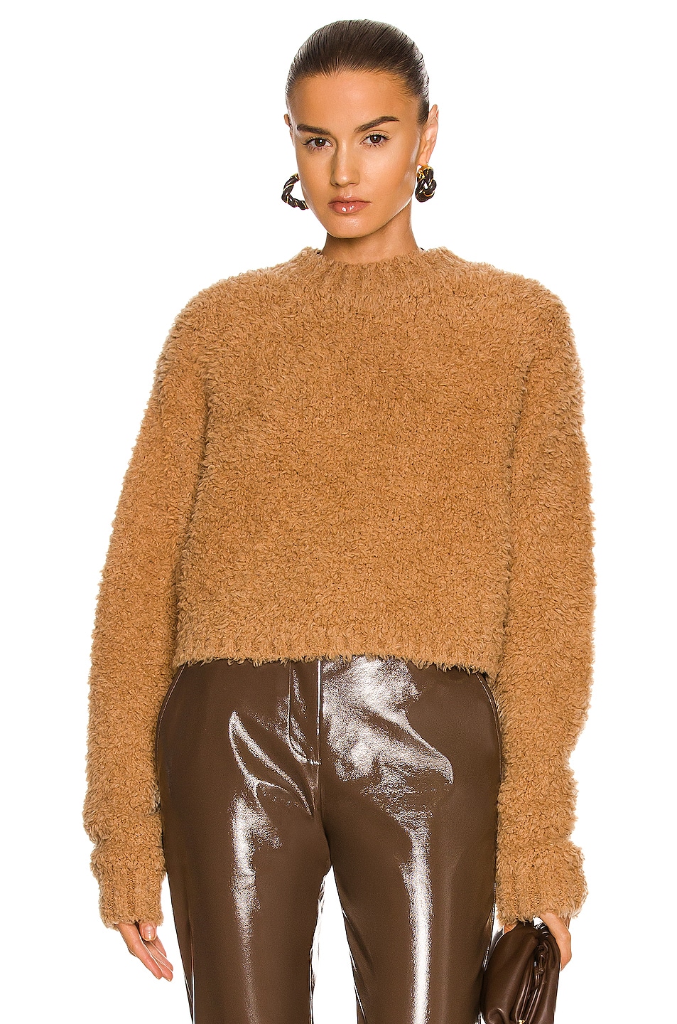 Image 1 of Shoreditch Ski Club Rocky Cropped Crew Neck Sweater in Toffee