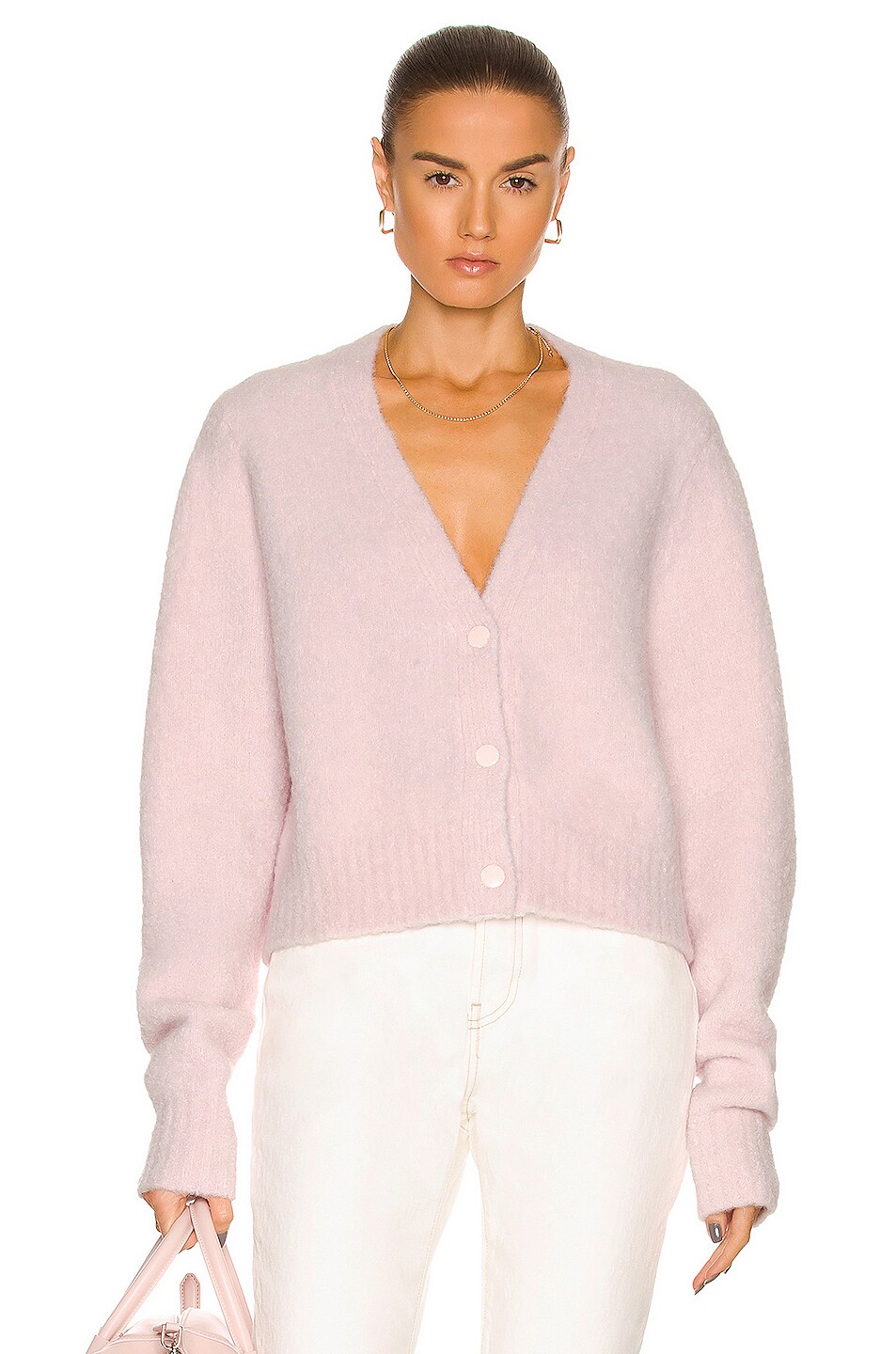 Image 1 of Shoreditch Ski Club Roxy Cropped Cardigan in Pale Pink