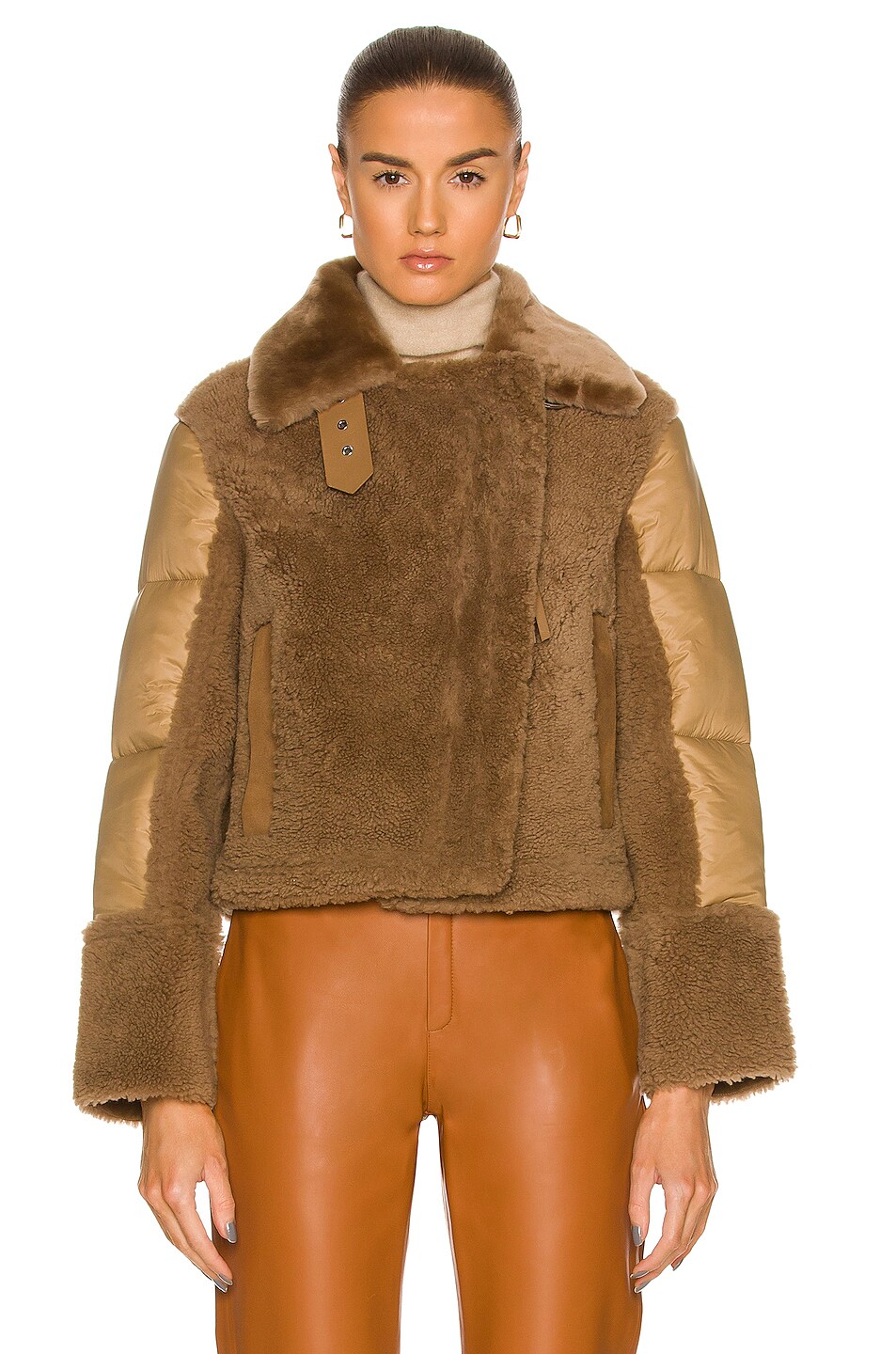 Shoreditch Ski Club Lena Shearling Puffer in Caramel | FWRD