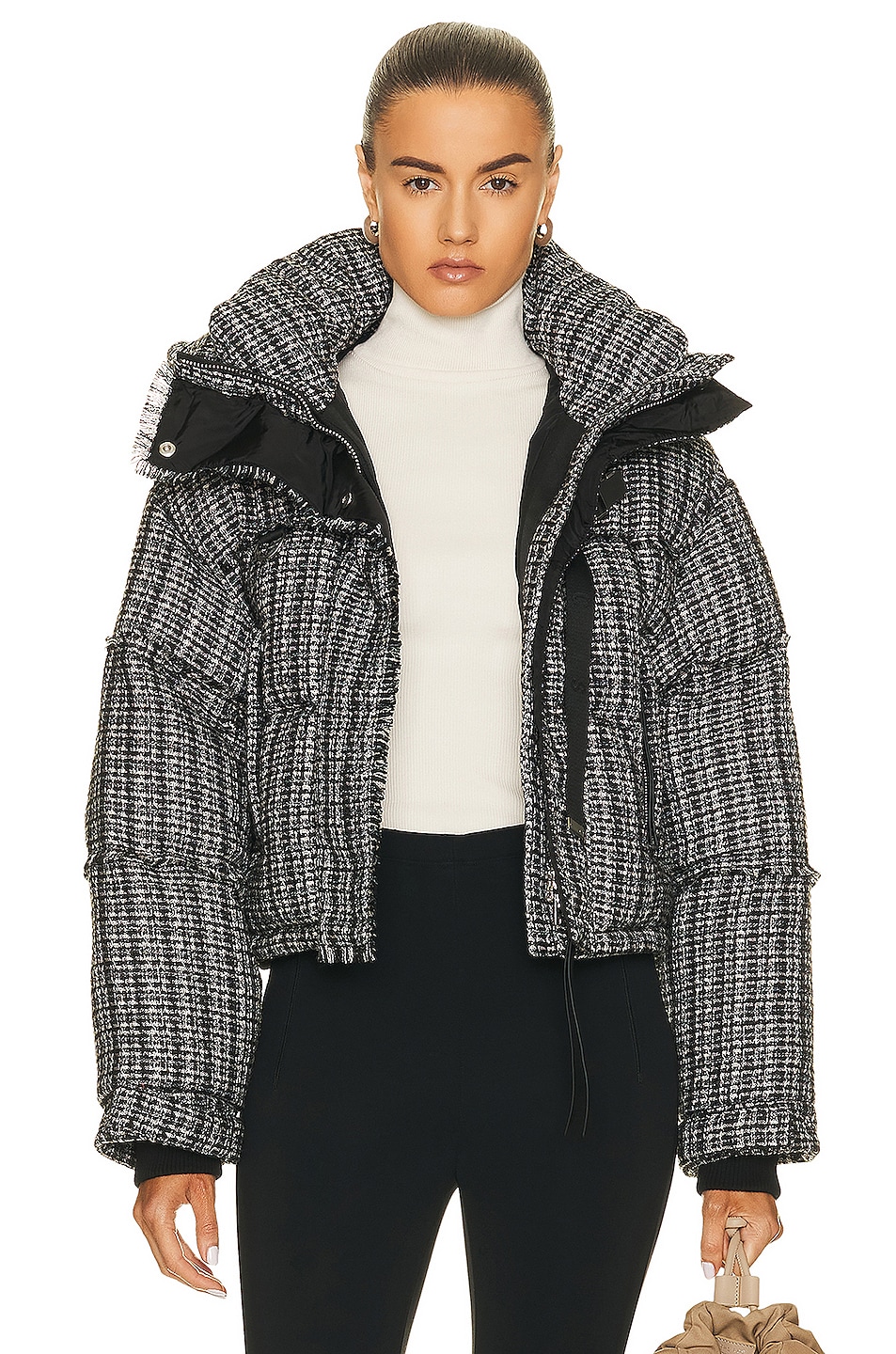 Image 1 of Shoreditch Ski Club Willow Leah Short Puffer in Black & White