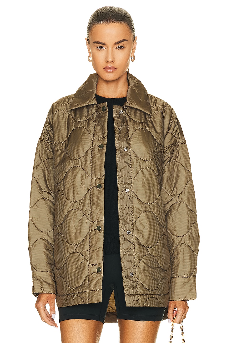 Image 1 of Shoreditch Ski Club Wren Quilted Shirt in Sage
