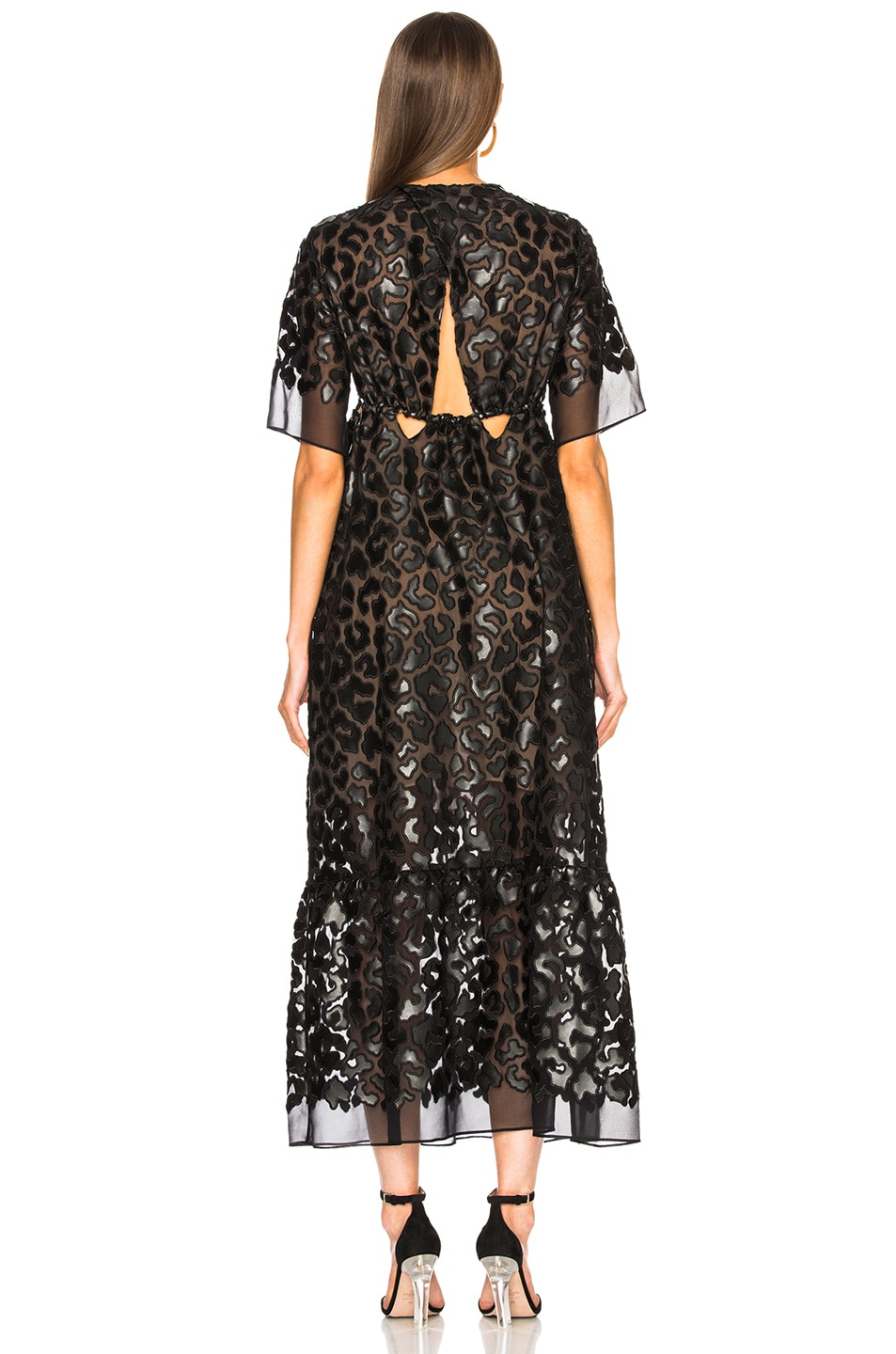 Stella McCartney Leopard Print Burnout Plunging Gown in Black | FWRD