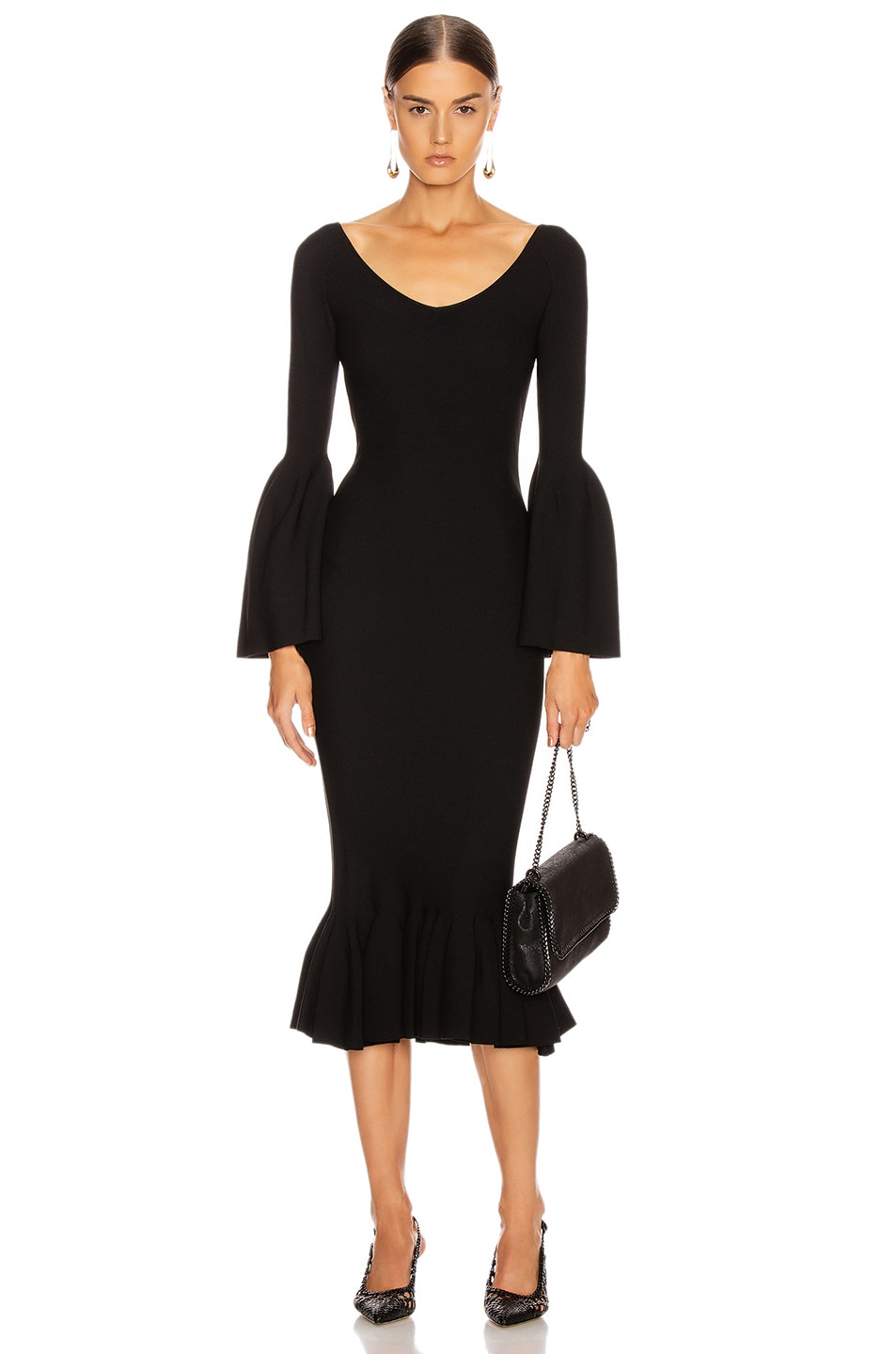 Image 1 of Stella McCartney Peplum Midi Dress in Black