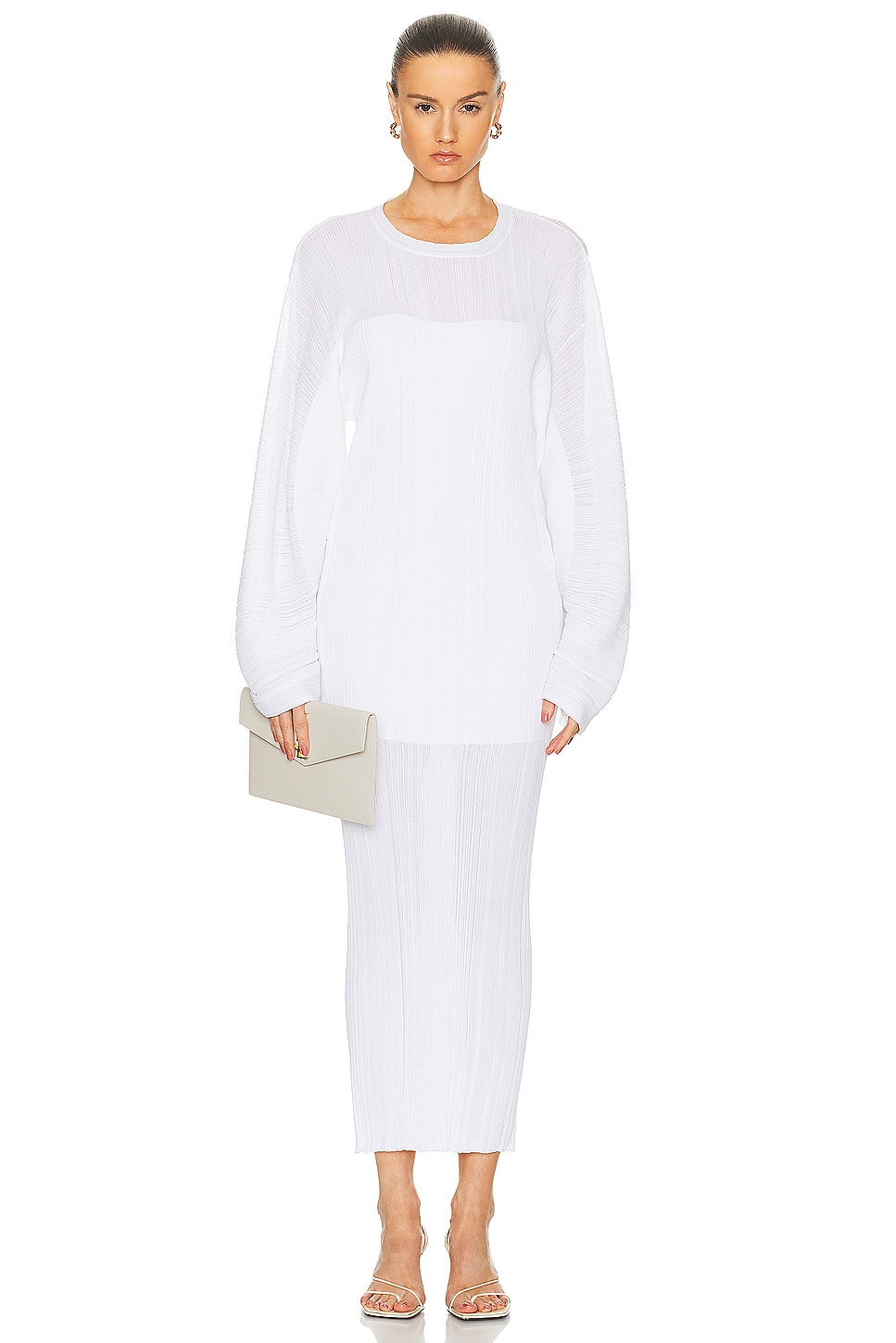 Image 1 of Stella McCartney Lightweight Plisse Knit Dress in Pure White