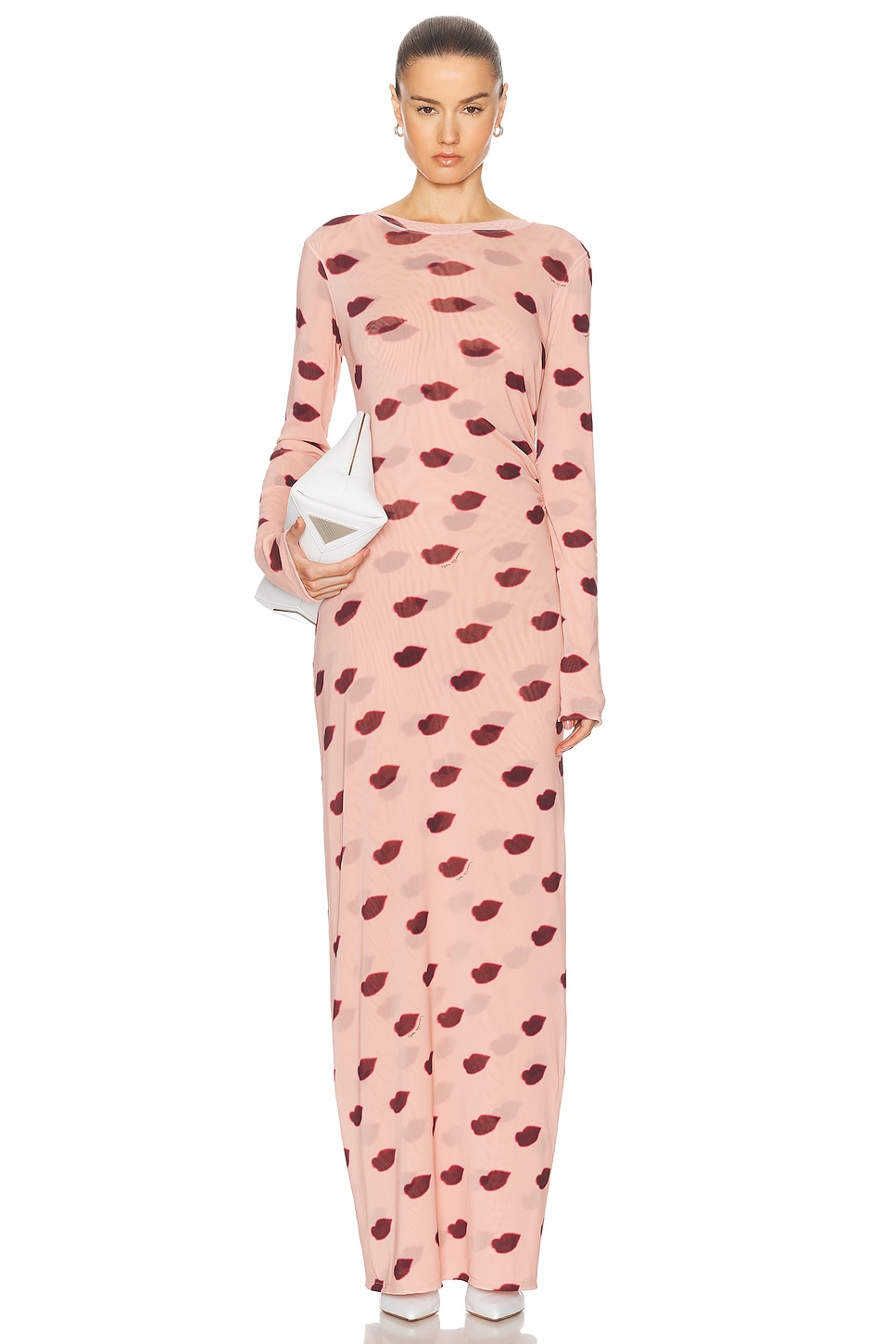 Image 1 of Stella McCartney Lips Mesh Print Dress in Dusty Rose