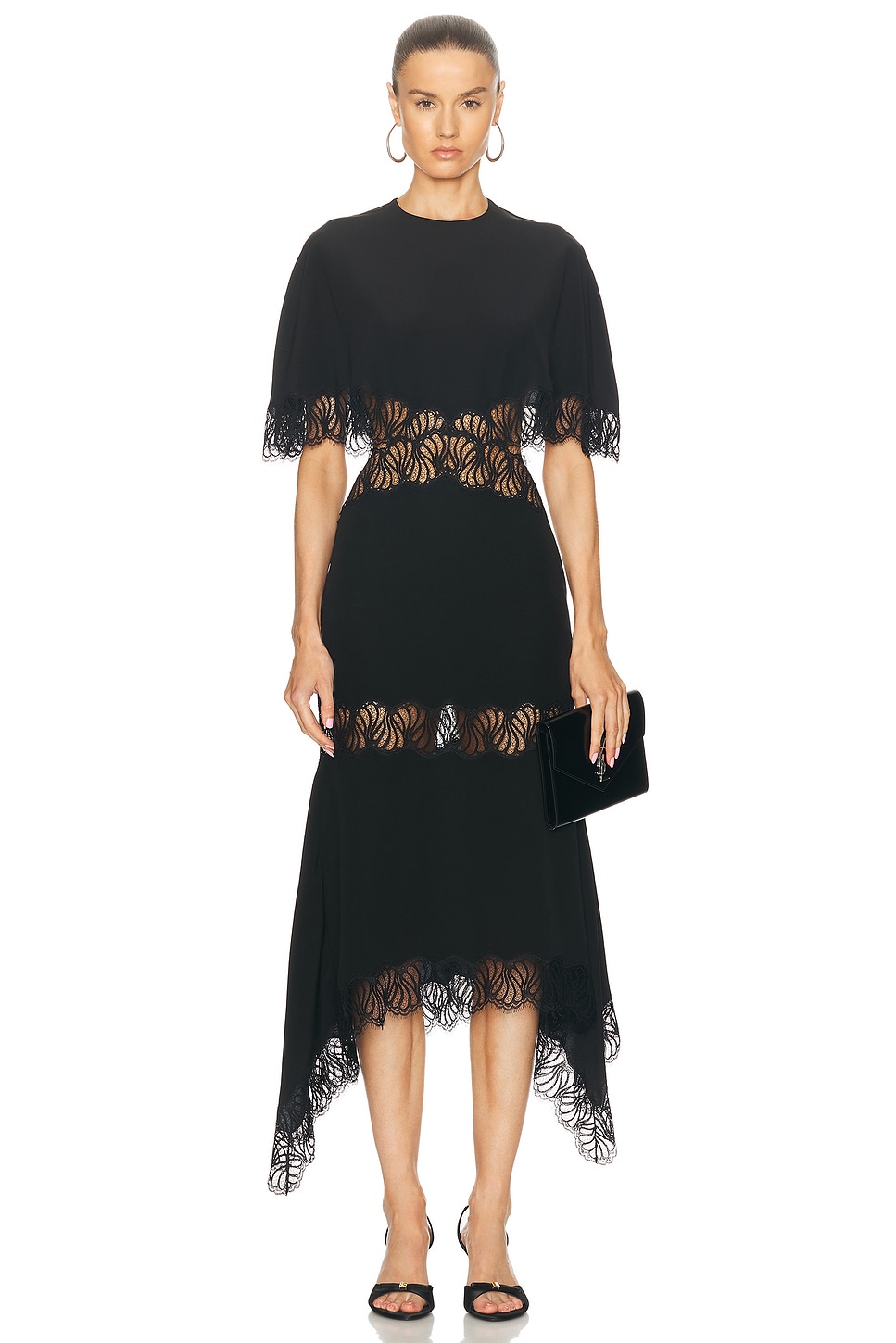 Image 1 of Stella McCartney Asymmetric Lace Dress in Black
