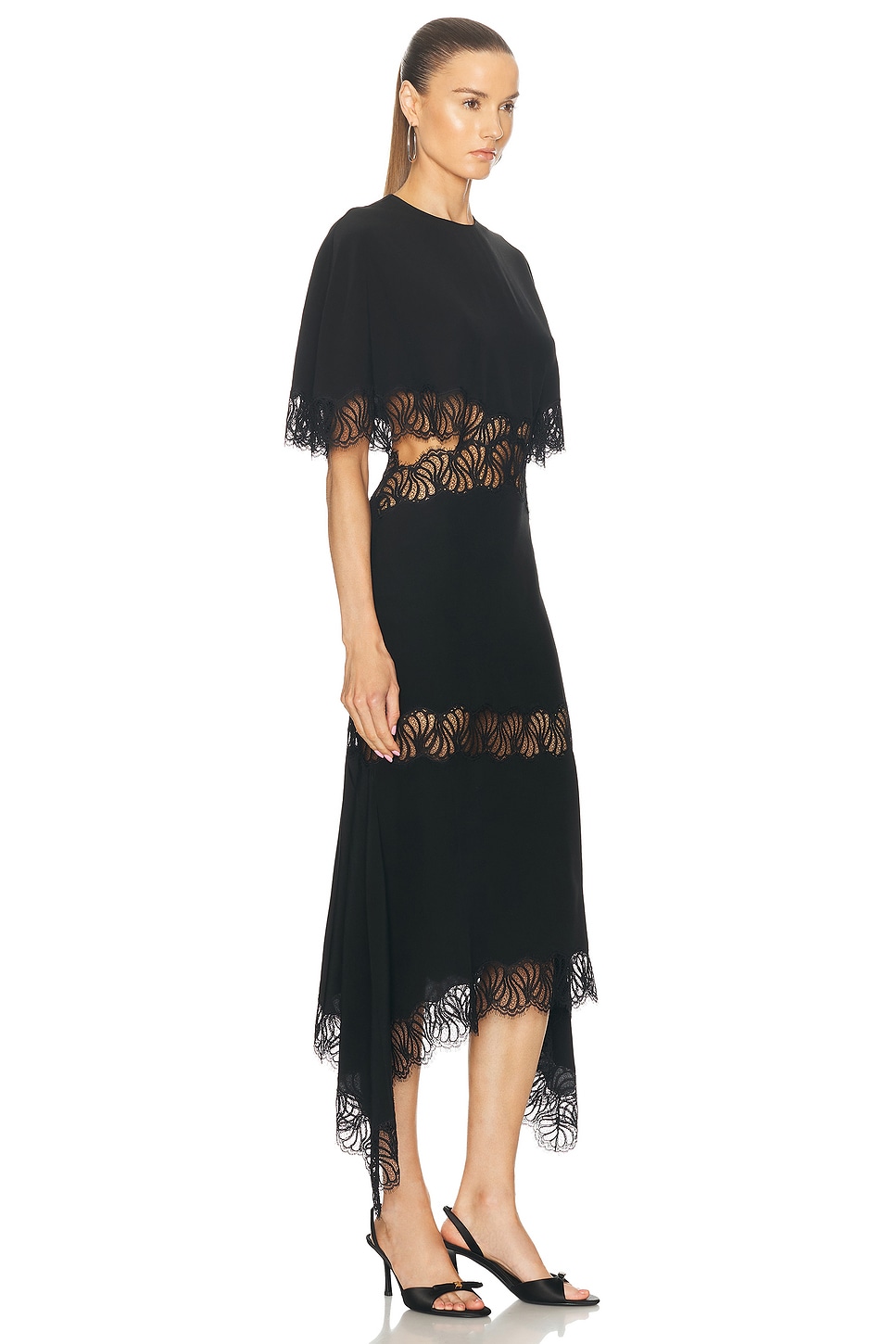 Shop Stella Mccartney Asymmetric Lace Dress In Black