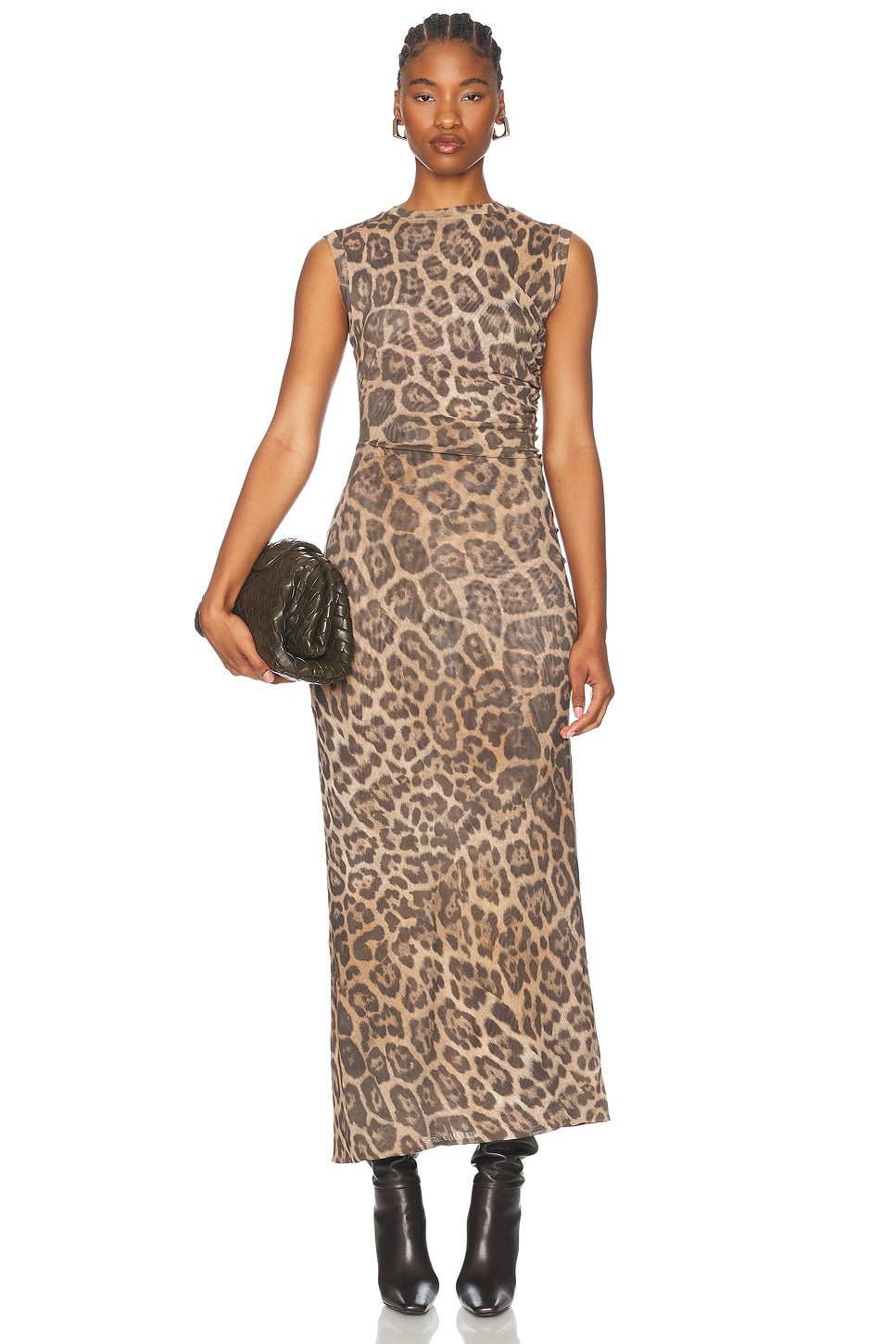 Image 1 of Stella McCartney Leopard Mesh Sleevless Dress in Multicolor Brown