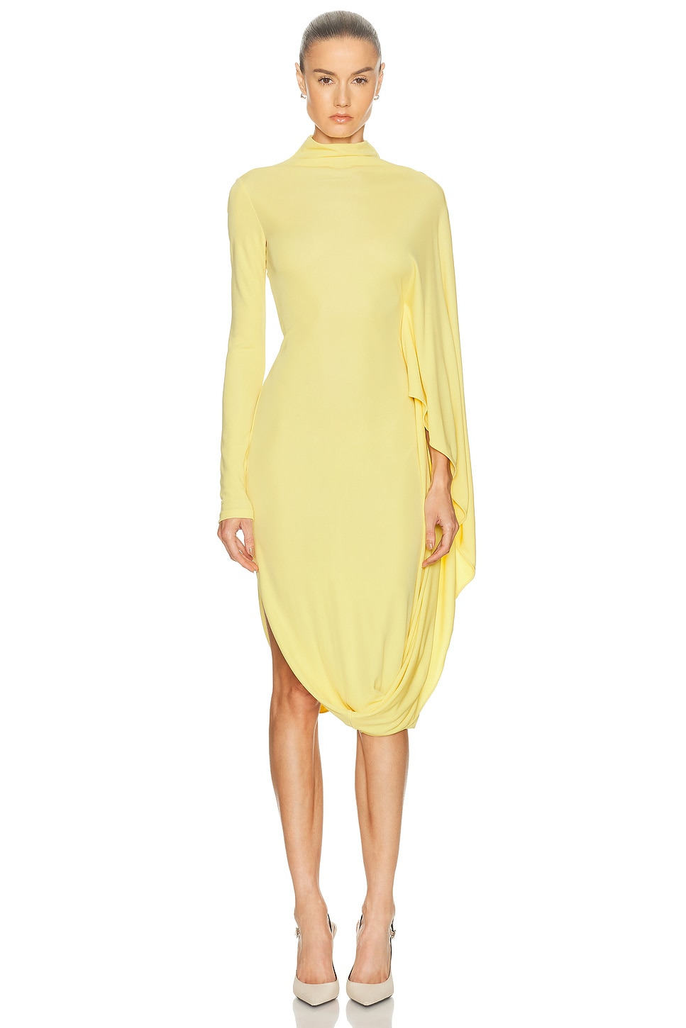 Image 1 of Stella McCartney Crepe Jersey Cape Dress in Mimosa