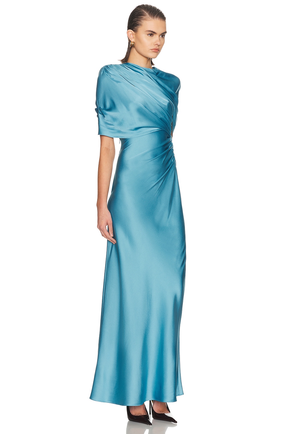 Stella Mccartney Satin Draped Gown In Blue