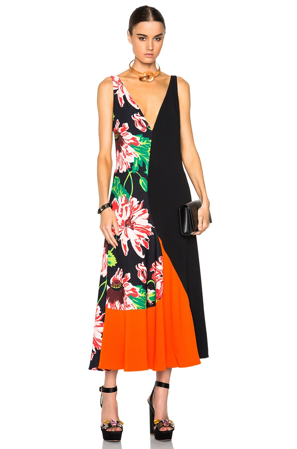 Image 1 of Stella McCartney Floral Print Dress in Black