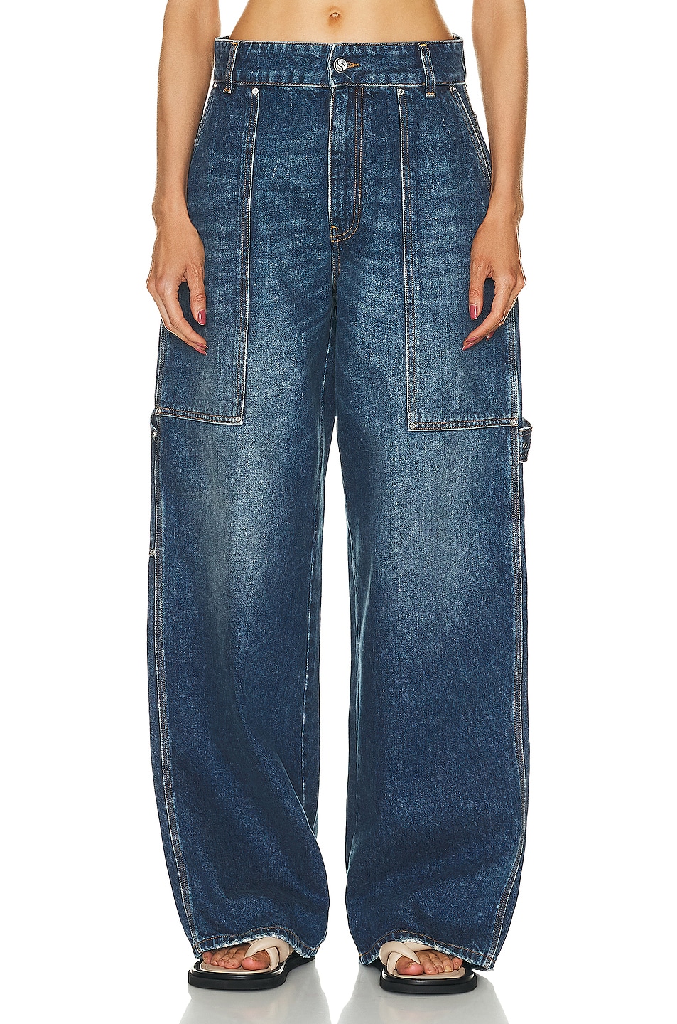 Image 1 of Stella McCartney Vintage Workwear Wide Jeans in Dark Blue